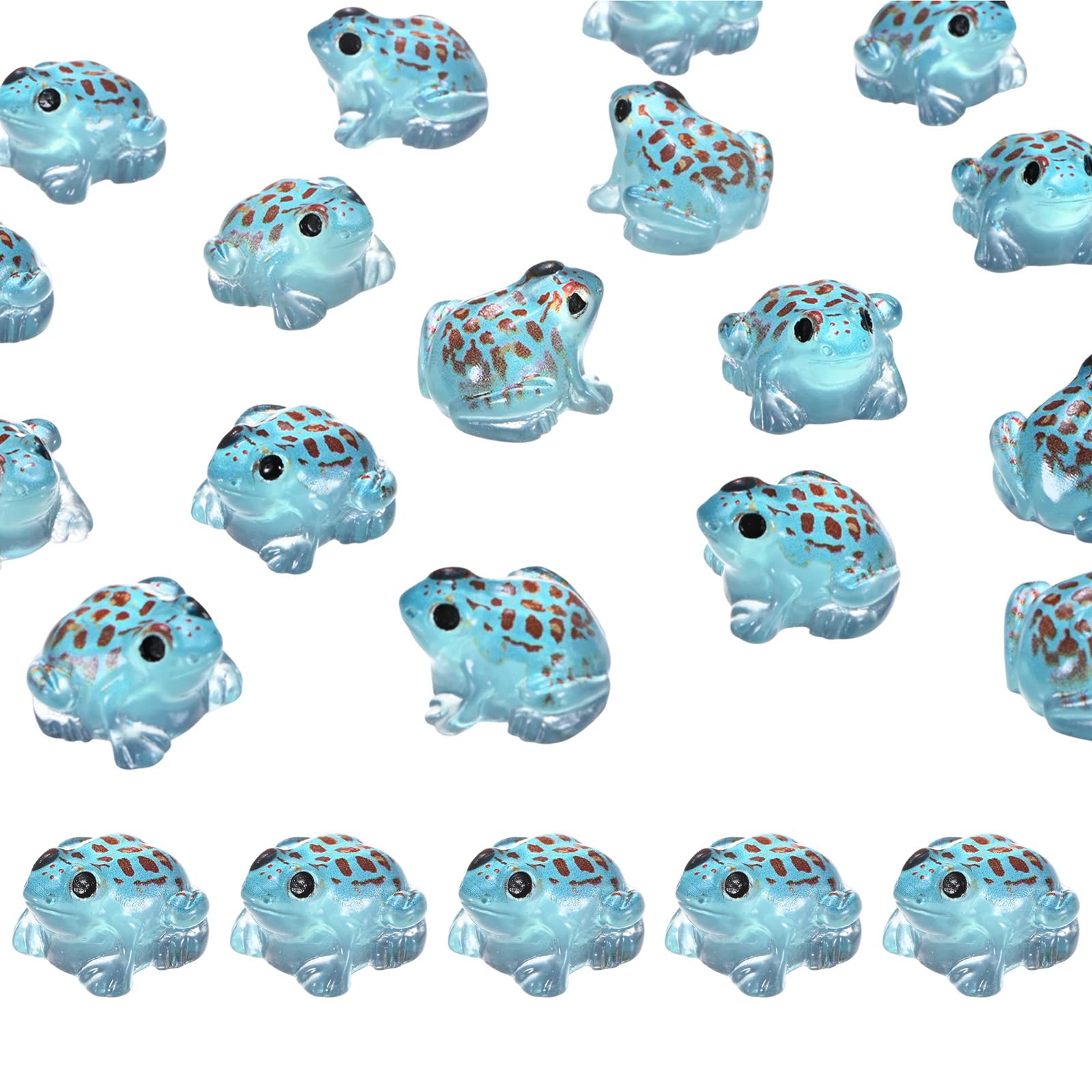 M METERXITY 20-Pack Luminous Mini Resin Frogs, Glow in the Dark Tiny Frog for Terrarium/Micro Landscaping/Dollhouse, Decorative Miniature Animal Figurine to Place [Blue]