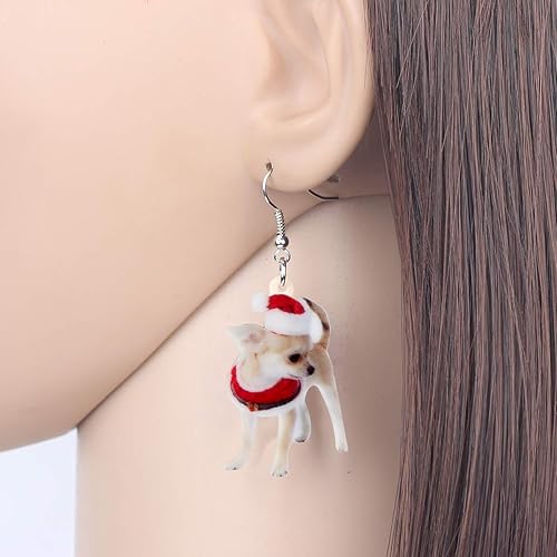 Miniatura 2 de NEWEI Aretes colgantes de acrílico para perros de Chihuahua Dulce Chihuahua, para mujeres, niños, cachorros, animales, joyería de regalo