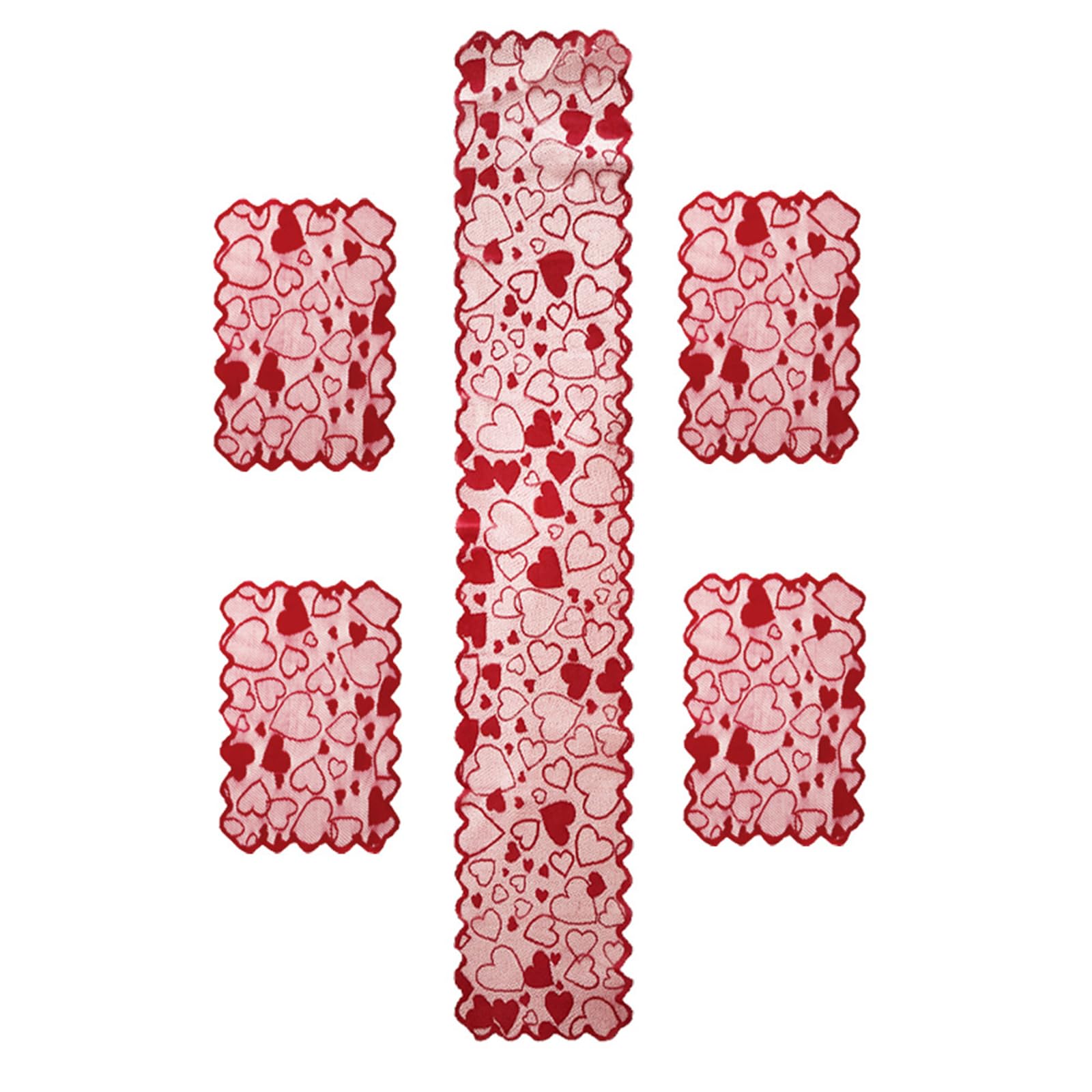 Limtula 5 Set Valentine ' s Theme Lace Table Cover and Placemats for Celebrations Cafes Festives Wedding Table Runner