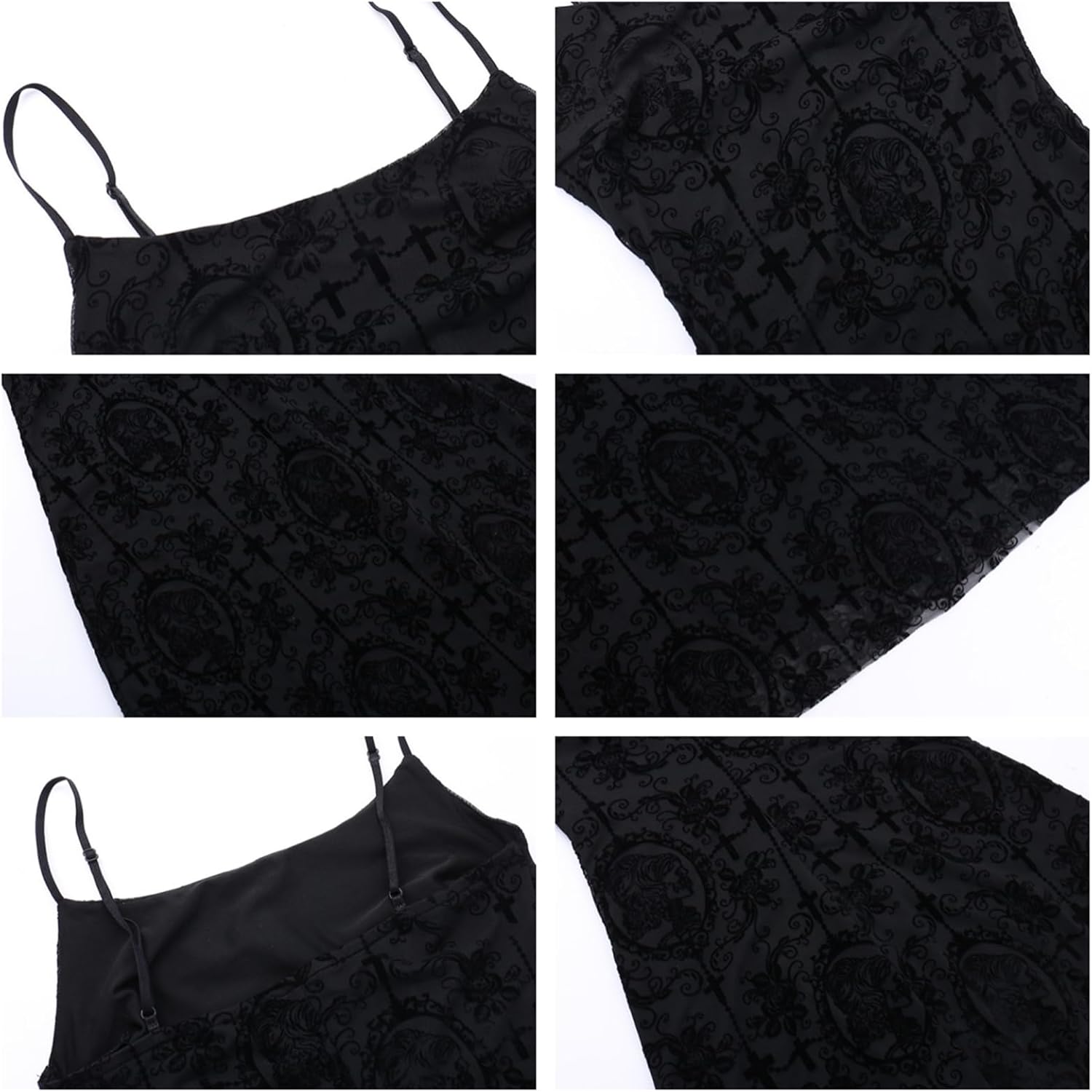 Womens Gothic Bodycon Maxi Dress Casual Floral Print Spaghetti Strap Dresses