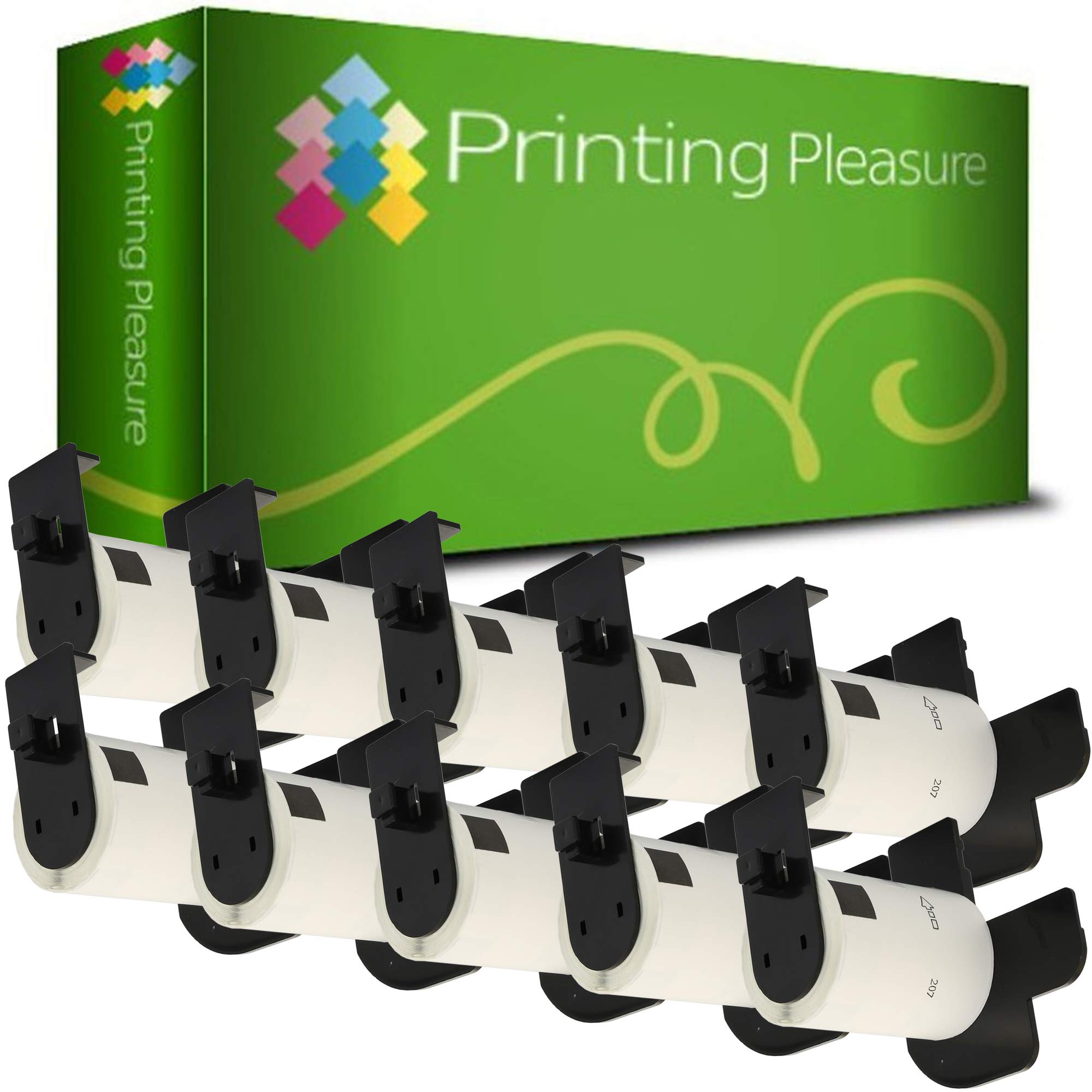 Printing Pleasure 10 x DK11207 Round Labels Compatible with P-Touch QL-500 QL-570 QL-700 QL-720 QL-800 QL-810 QL-820 QL-1100 QL-1110 | 58mm x 58mm | 100 Labels per Roll | CD/DVD