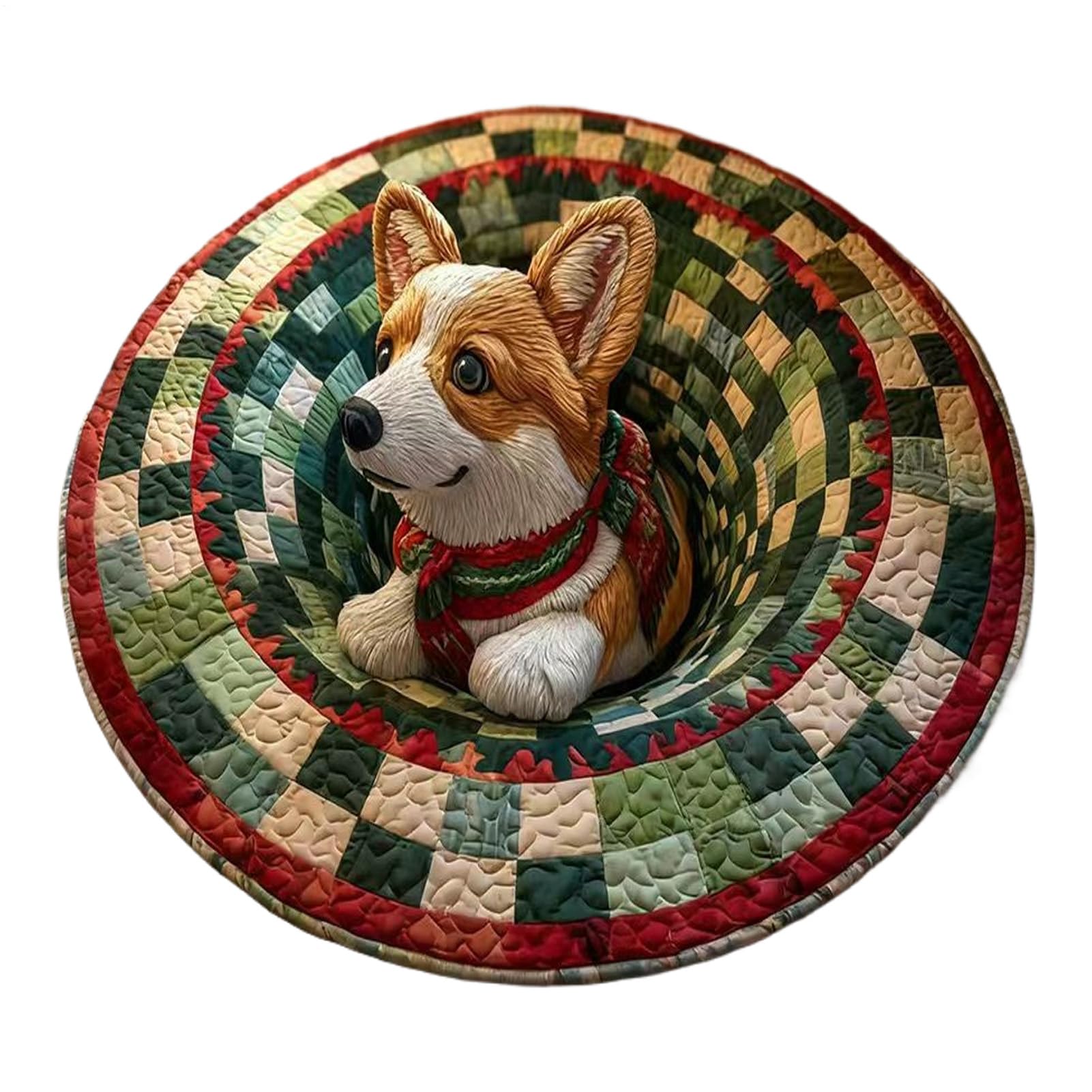 Tapis de Noël 3D rond matelassé, le cadeau festif idéal