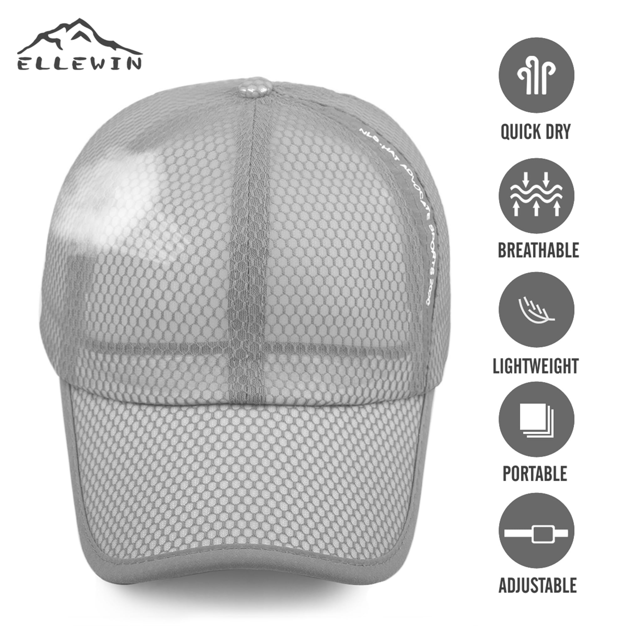 ELLEWIN Unisex Breathable Full Mesh Baseball Cap Quick Dry Running hat Lightweight Cooling Water Sports Hat…