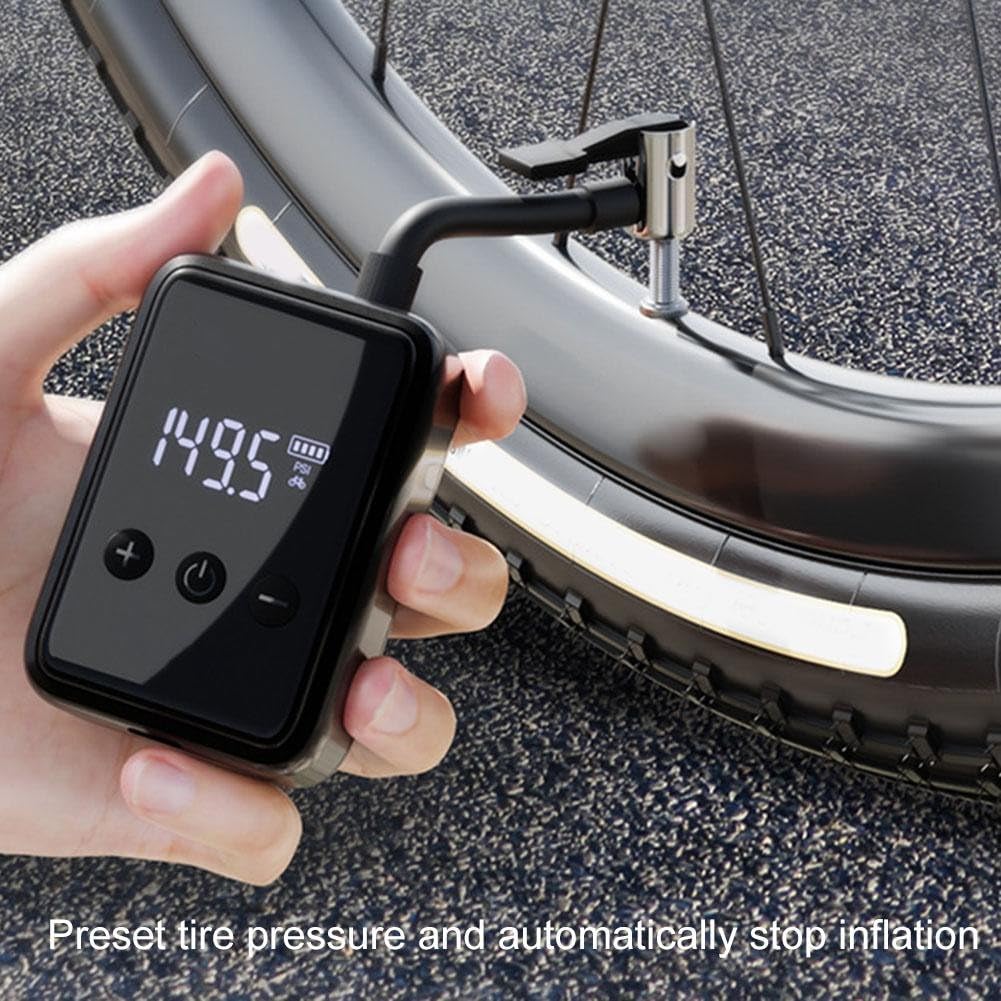 FACAIIO Gonfleur de pneu électrique portable 150 PSI avec écran LCD, pompe à vélo 500 mAh pour voiture, moto, VTT