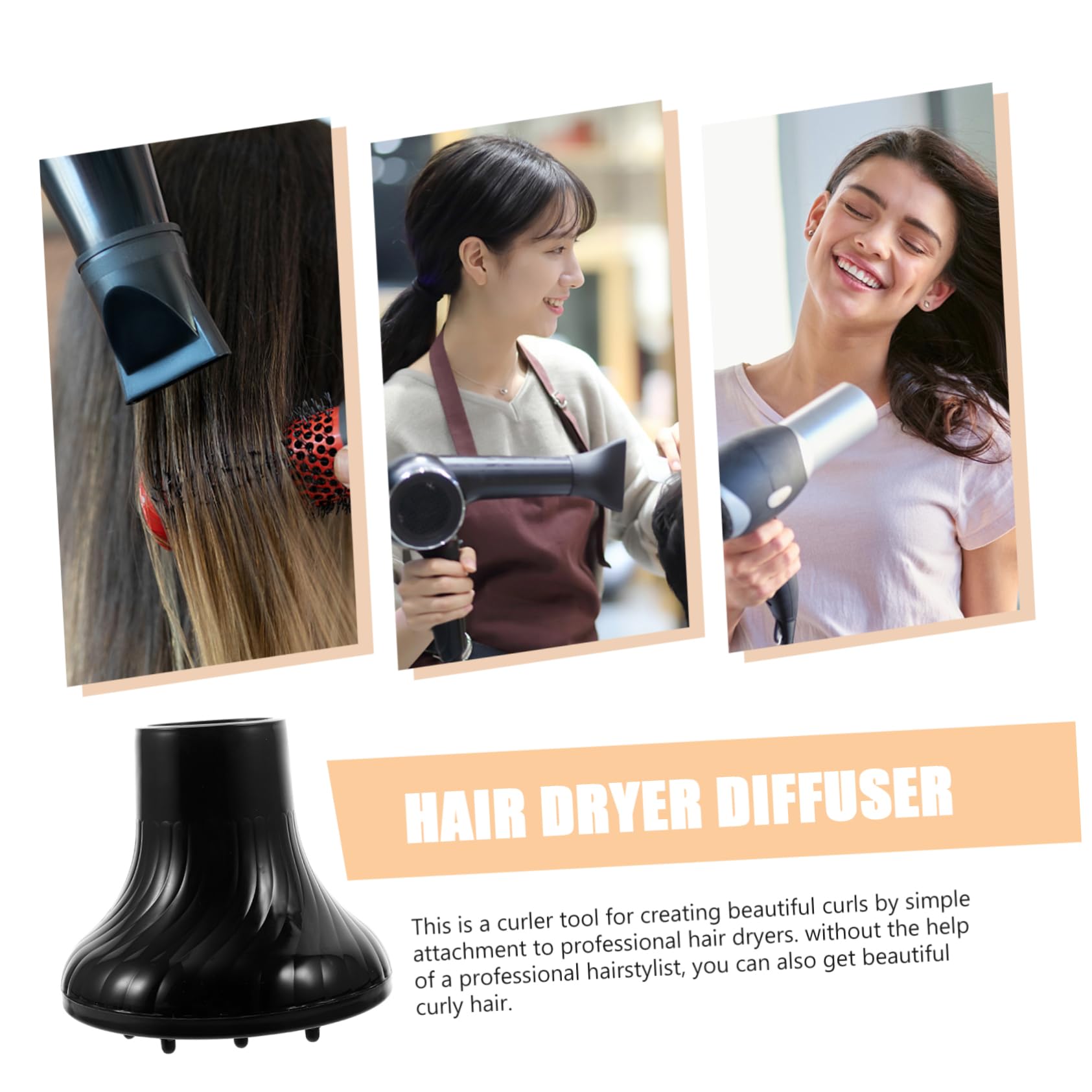 Haartrockner Diffusor Schwarz Kunststoff für 4, 2-4, 8cm Ausgang