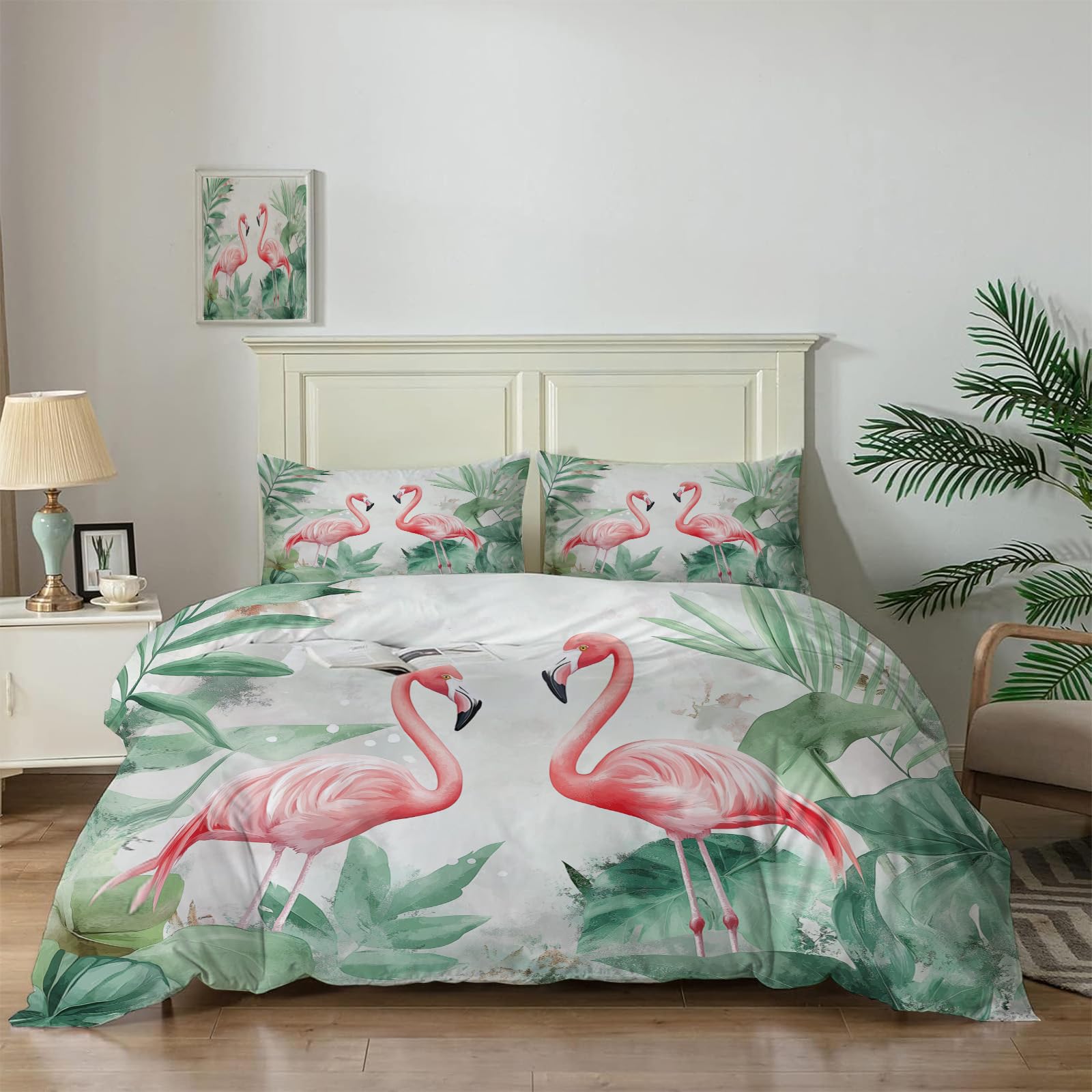 Parure de lit flamant rose style tapisserie décorative bohème