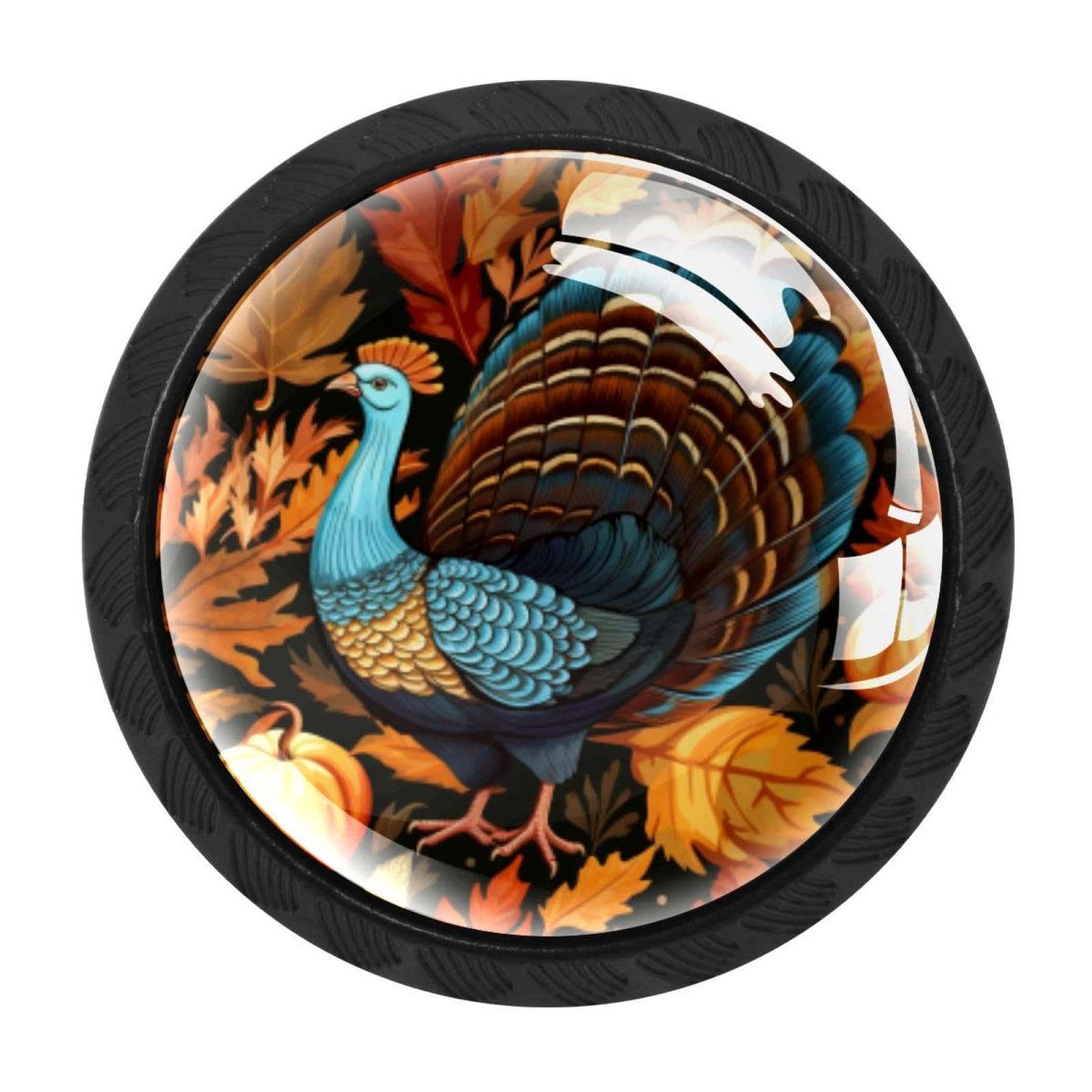 CHENZZZZ 4 Pieces Thanksgiving Turkey Leaves Kitchen Cabinet Knobs Drawer Knobs Dresser Knobs Black Knobs Drawer Pulls Dresser Drawer Handles Knobs for Dresser Drawers