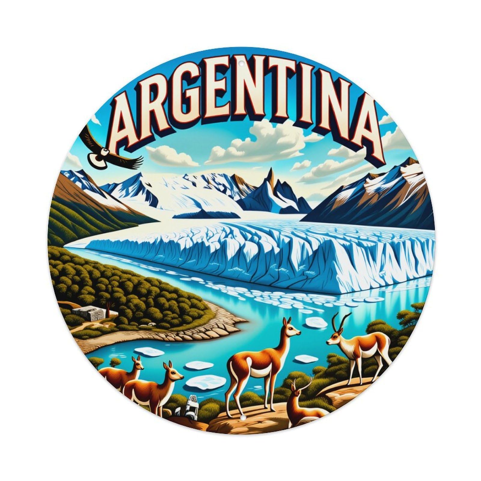 Argentina Landscape Wildlife Mountains Glacier Metal Tin Sign Plaque