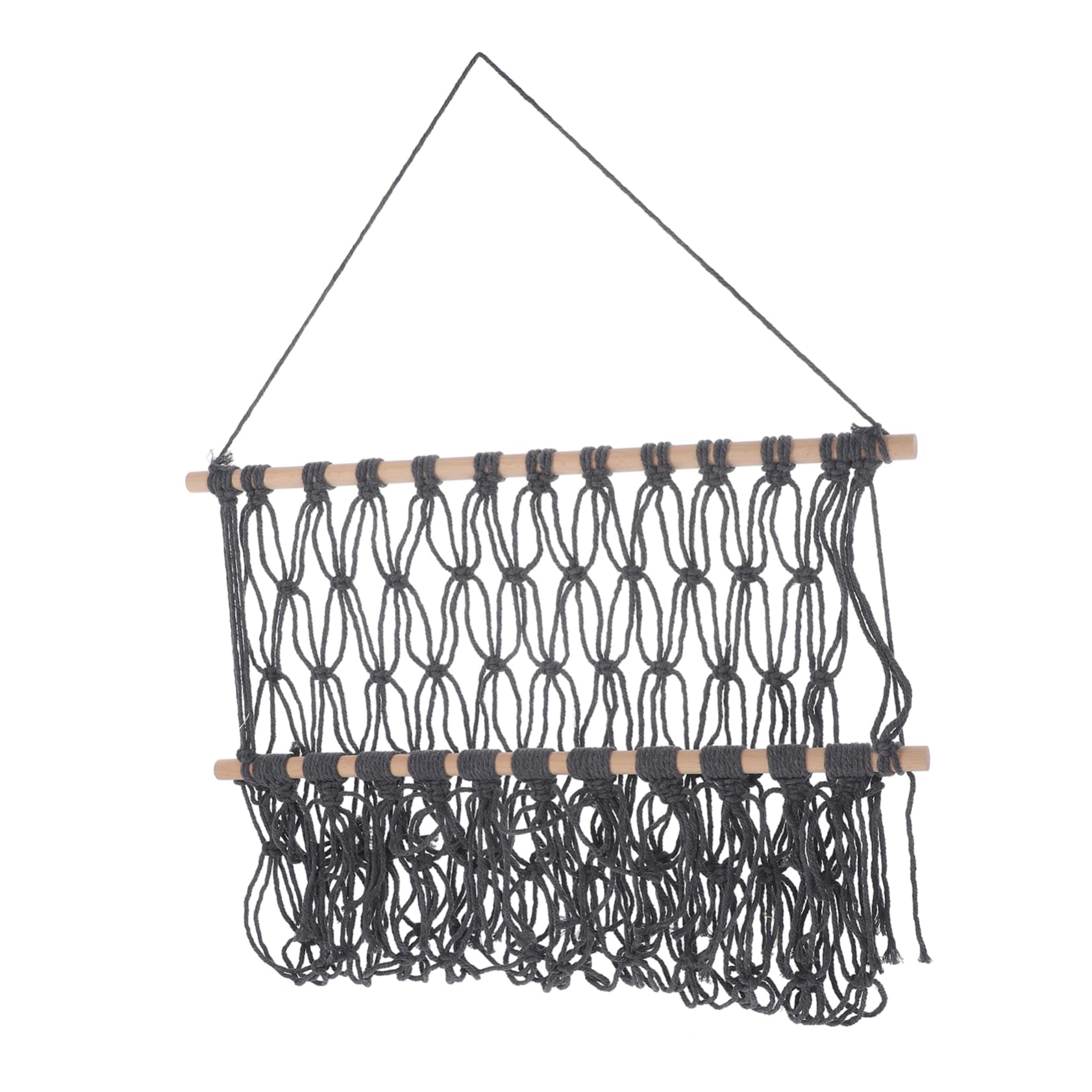 MUCKLILY Nordic Style Handmade Cotton Woven Wall Mounted Storage Hammock for Room Stylish Organizer for Books and Decor with Woven Tassel Pendant