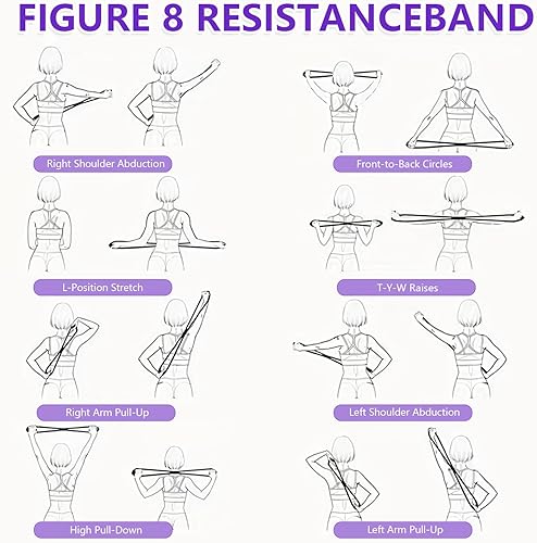 Miniatura 7 de 2 bandas de resistencia de figura 8, cuerda de silicona de 15 libras para entrenamiento de hombros, espalda y brazos, asas antideslizantes para