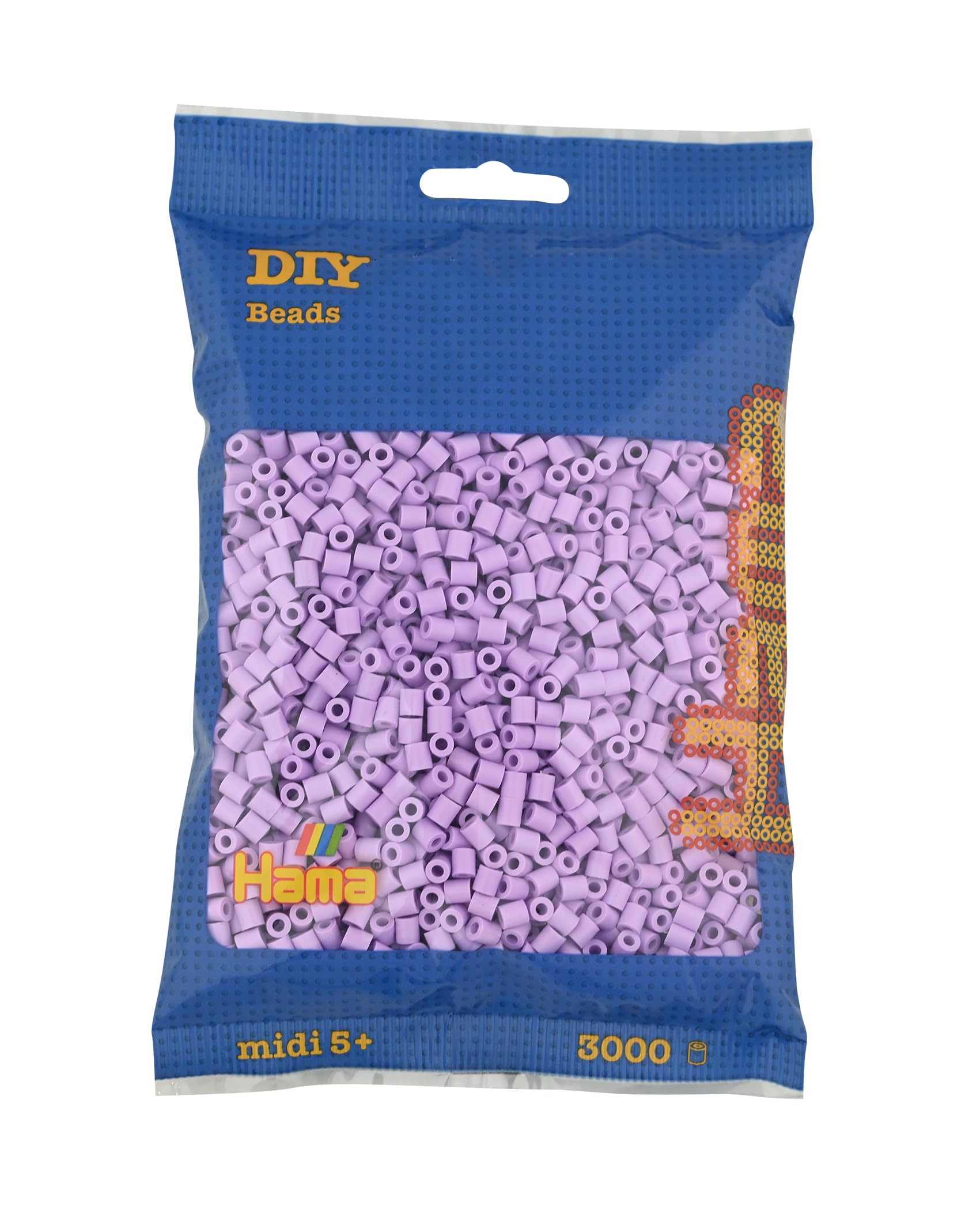 Hama Beads Bag | Approx. 3000 Midi Fuse Beads | Mosaic Decoration Arts & Craft for Creative Children Ages 5+ | Pastel Lilac