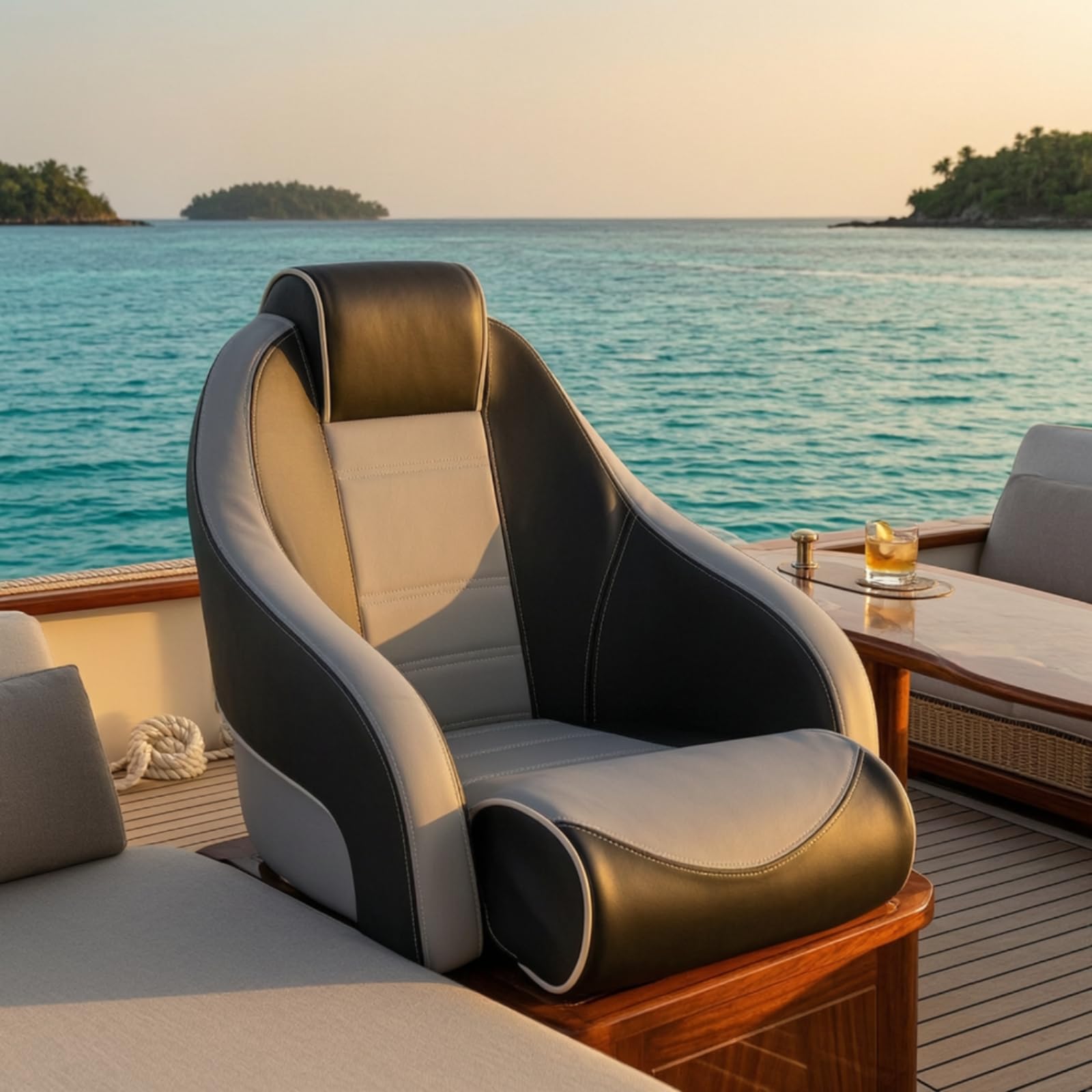Sedile Barca Marino Impermeabile con Schienale Alto Poltrona Nautica Ergonomica Pieghevole Sedia con Cuscino Morbido Rivestimento in PVC Cerniera