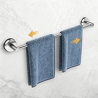 QQK Adjustable Suction Cup Towel Bar 14.6-24 Inch Stainless Steel Bathroom Towel Rack, No Drill Wall Mount Brushed Silver