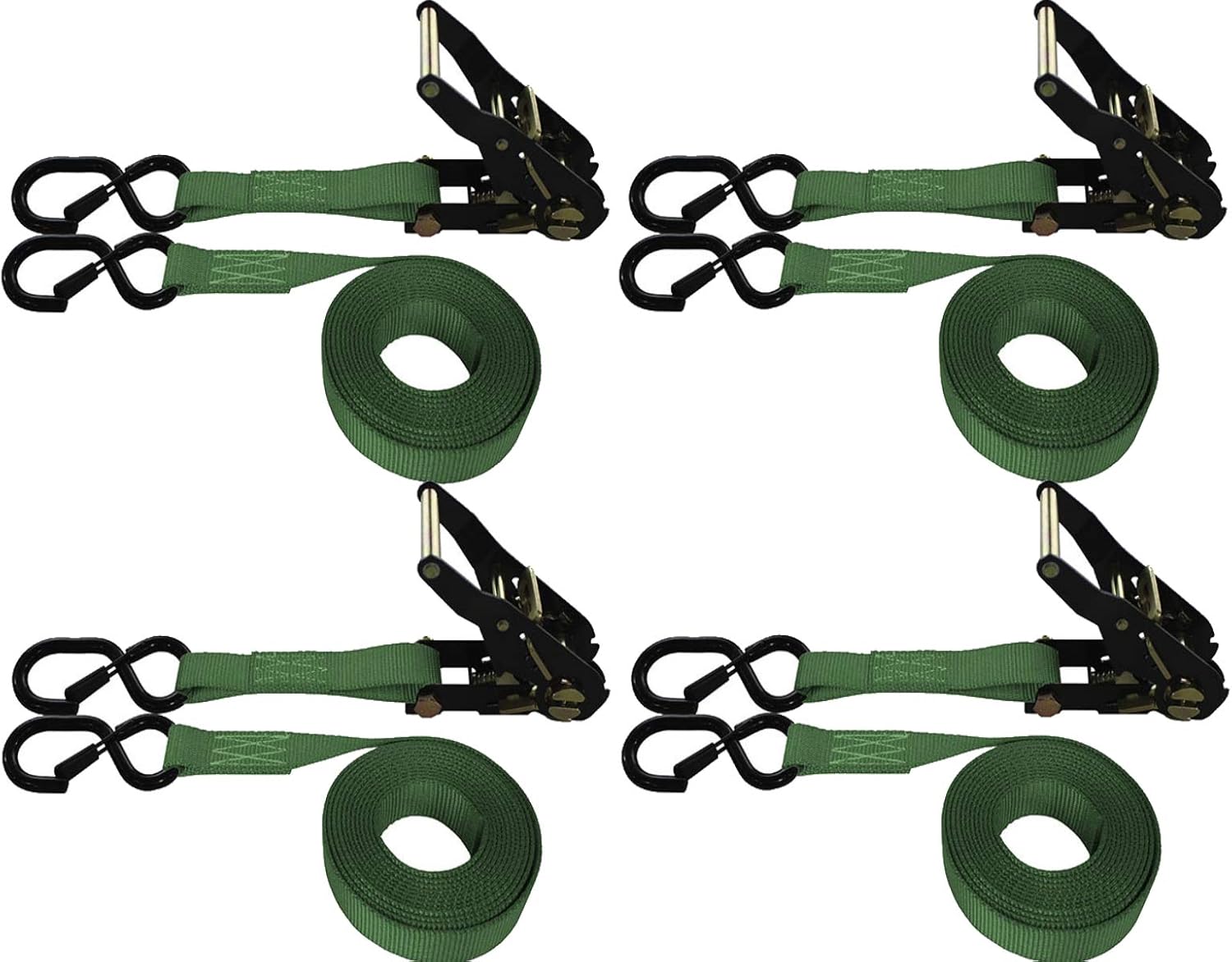 4 PACK POWERSPORT RATCHET SHOOK W/KEEPER STRAPS (16 FT