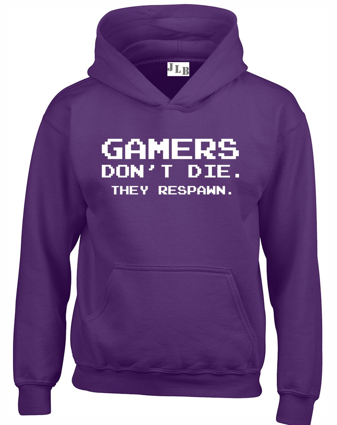 JLB Print Gamers Don’T Die They Respawn Cool Video Game Fan Premium Quality Unisex Hoodies for Men, Women and Teens Purple