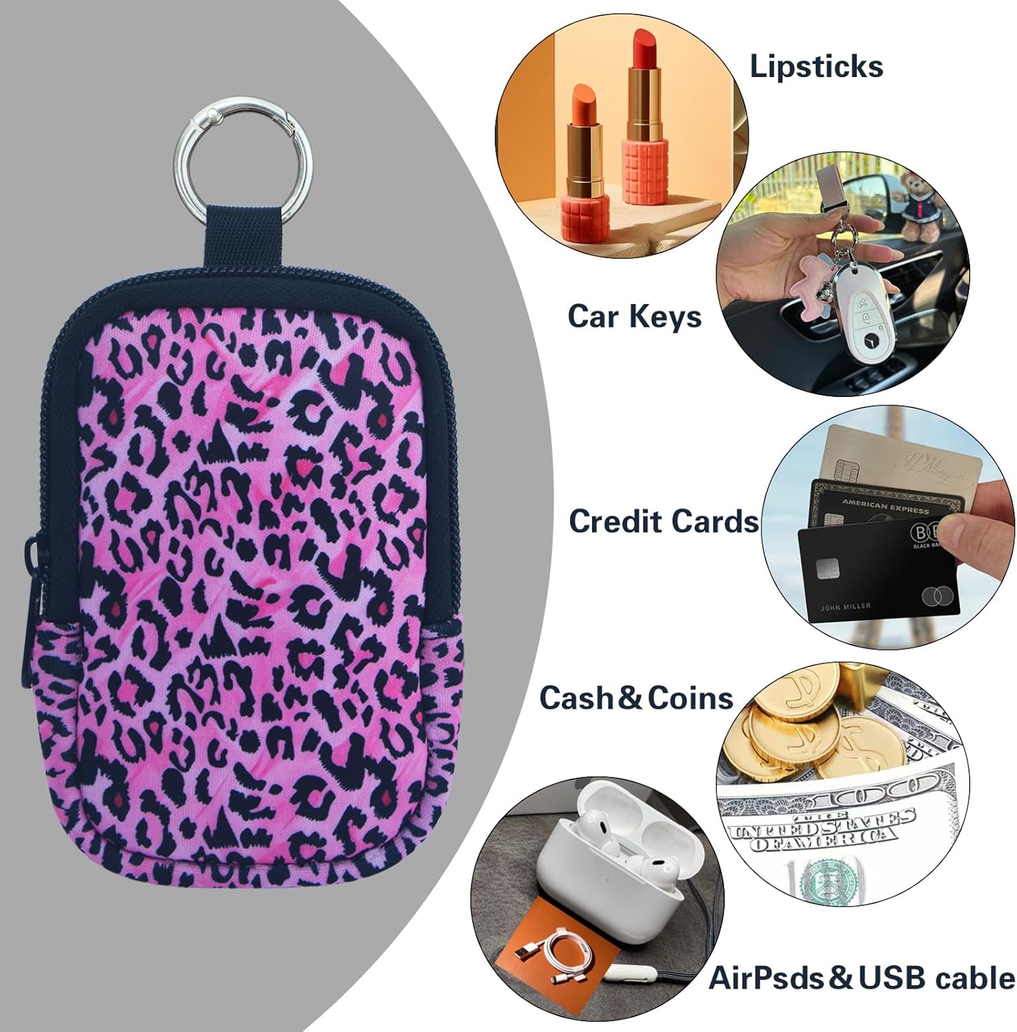 Neoprene Hand Sanitizer Holder Compatible with Touchland, Shockproof Protective Sleeve with Zipper & Snap Hook, Travel Case - Image 2