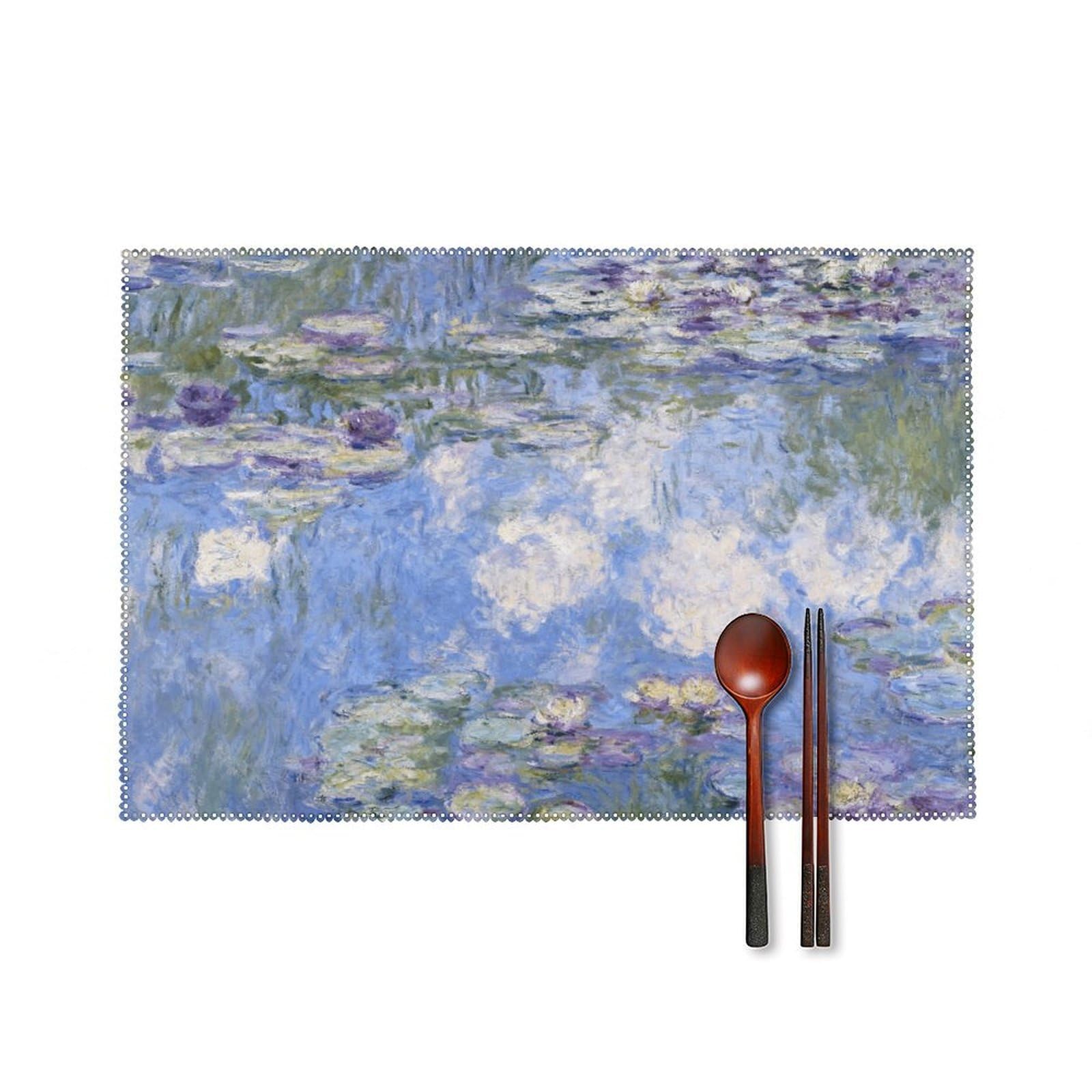 Monet’s Water Lilies Placemats Set of 6 Wipeable Table Mats for Kitchen Dining Table Heat Resistant Waterproof Modern Indoor/Outdoor Non-Slip Easy Clean Place Mats