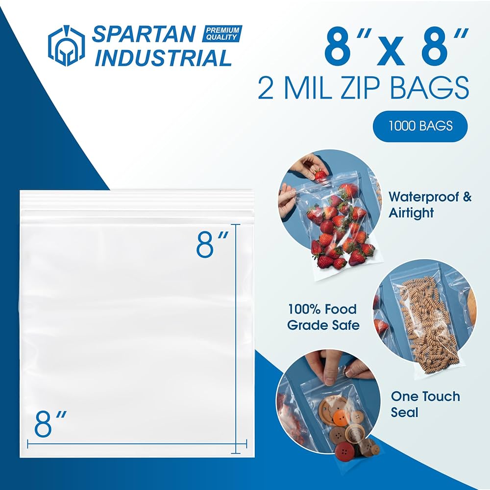 Amazon.com: Spartan Industrial - 8” X 8” (1000 Count) 2 Mil
