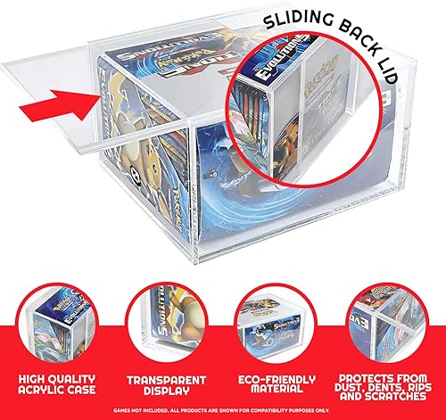 Miniatura 2 de EVORETRO - Vitrina acrílica con tapa deslizante, protector acrílico anti-UV compatible con caja potenciadora de Pokémon, paquete de 1