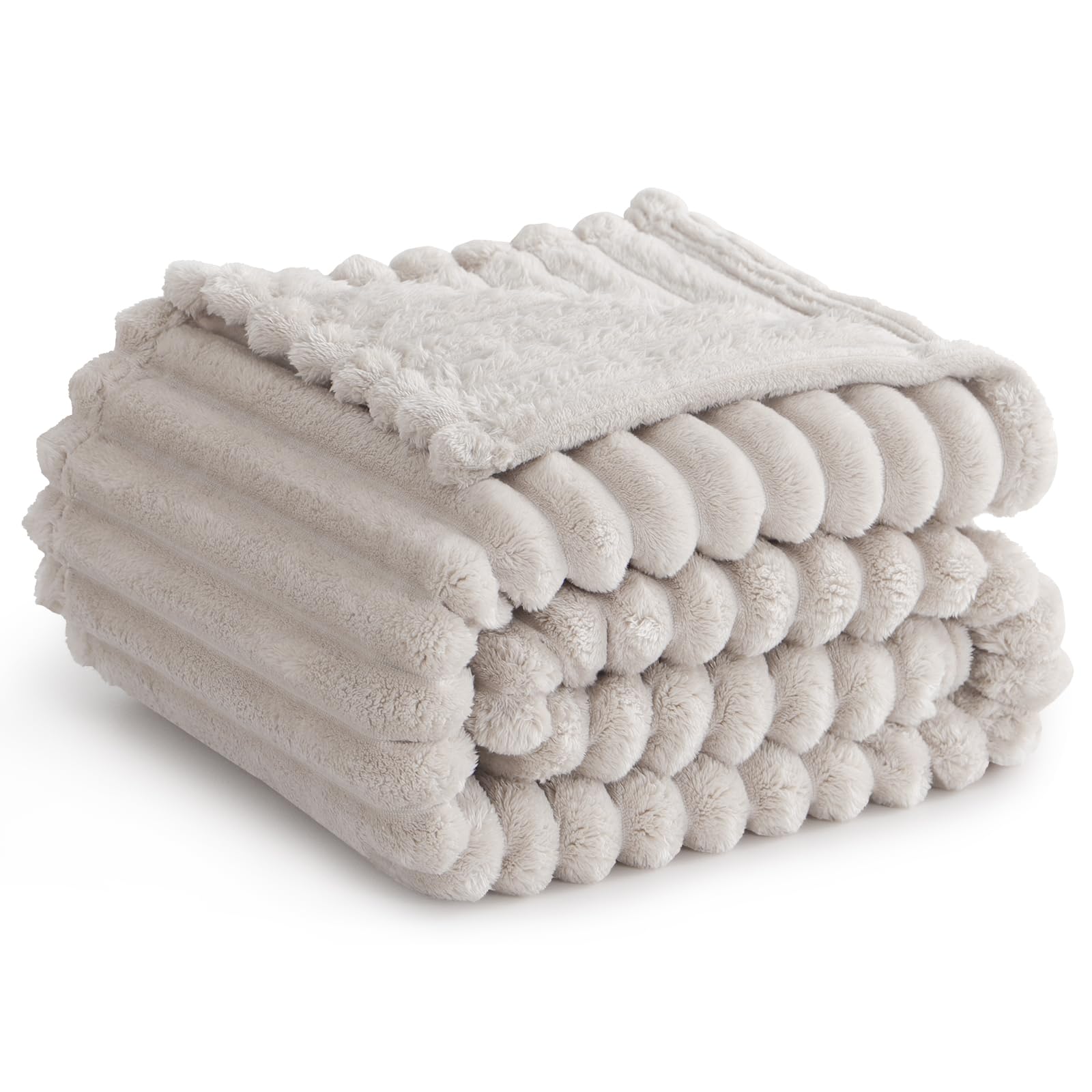 RUIKASI Kuscheldecke Flauschig Decke Beige - 130x150cm Fleecedecke Sofadecke Couchdecke für Wohnzimmer Deko Tagesdecke Blanket, Weiche Wolldecke Warme Korddecke als Wohn- & Kuscheldecken