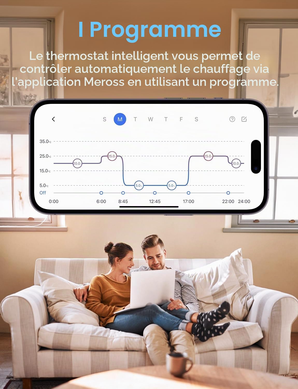 Meross Thermostat Connecté WiFi Mural pour Chaudière et Chauffage au Sol | Thermostat Intelligent Compatible avec HomeKit, Alexa et Google Home, Commande Vocale et Contrôle à Distance via Application