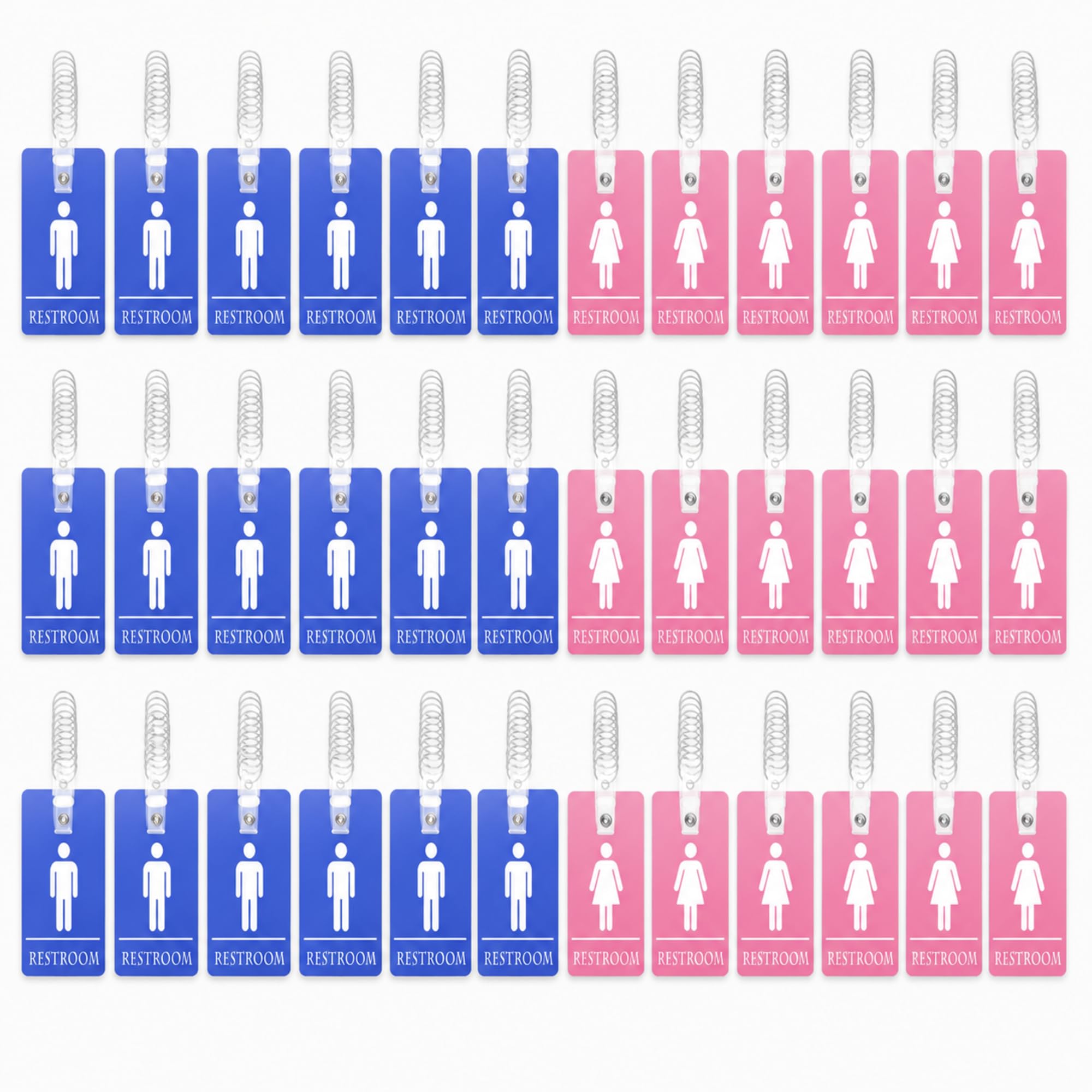 Fuyoooo 36 Set Bathroom Pass for Classrooms with Keychain Blue,Pink