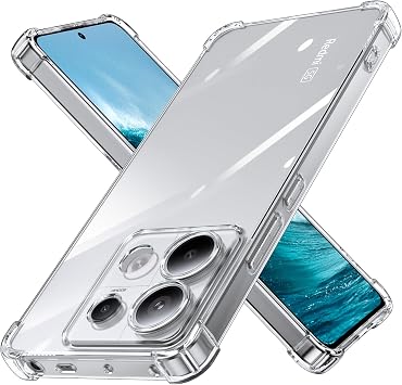 Redmi Note 13 Pro 5G Case, Clear, Shockproof, TPU, Transparent, Compatible with Redmi Note 13 Pro 5G, Slim, Thin, Fingerprint, US Military MIL Standard Certified, Shock Absorption, Anti-Slip, Camera