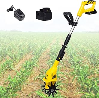 Electric Tiller,Cordless Garden Tiller Rotavator with Rechargeable Battery and Charger Tillage,Depth 17cm, Cultivated Land Width 10cm, Adjustable Cultivator for The Garden,Vegetable Plots,220V