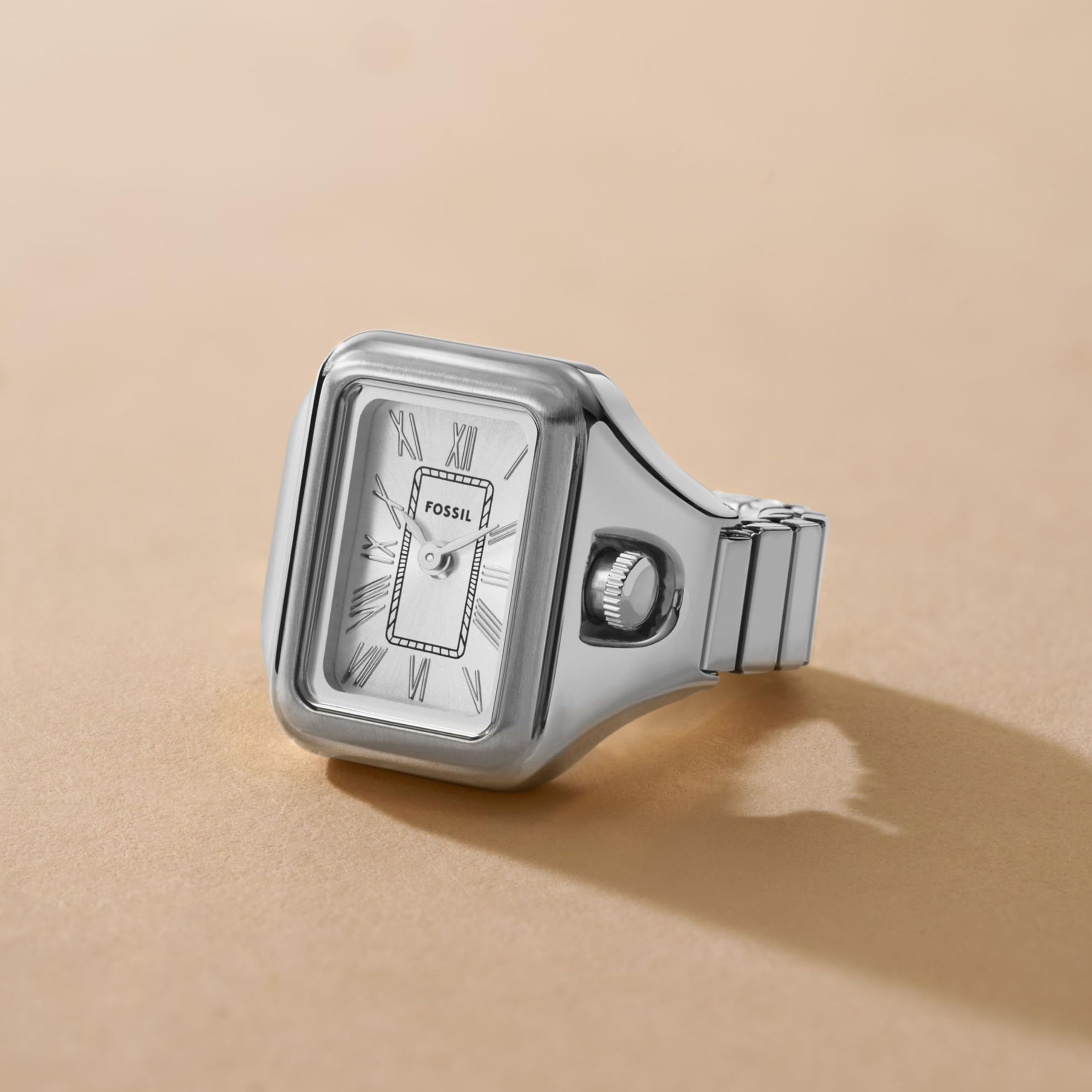 Fossil Raquel Watch Ring for Women, Quartz Two Hand Movement with Stainless Steel Strap