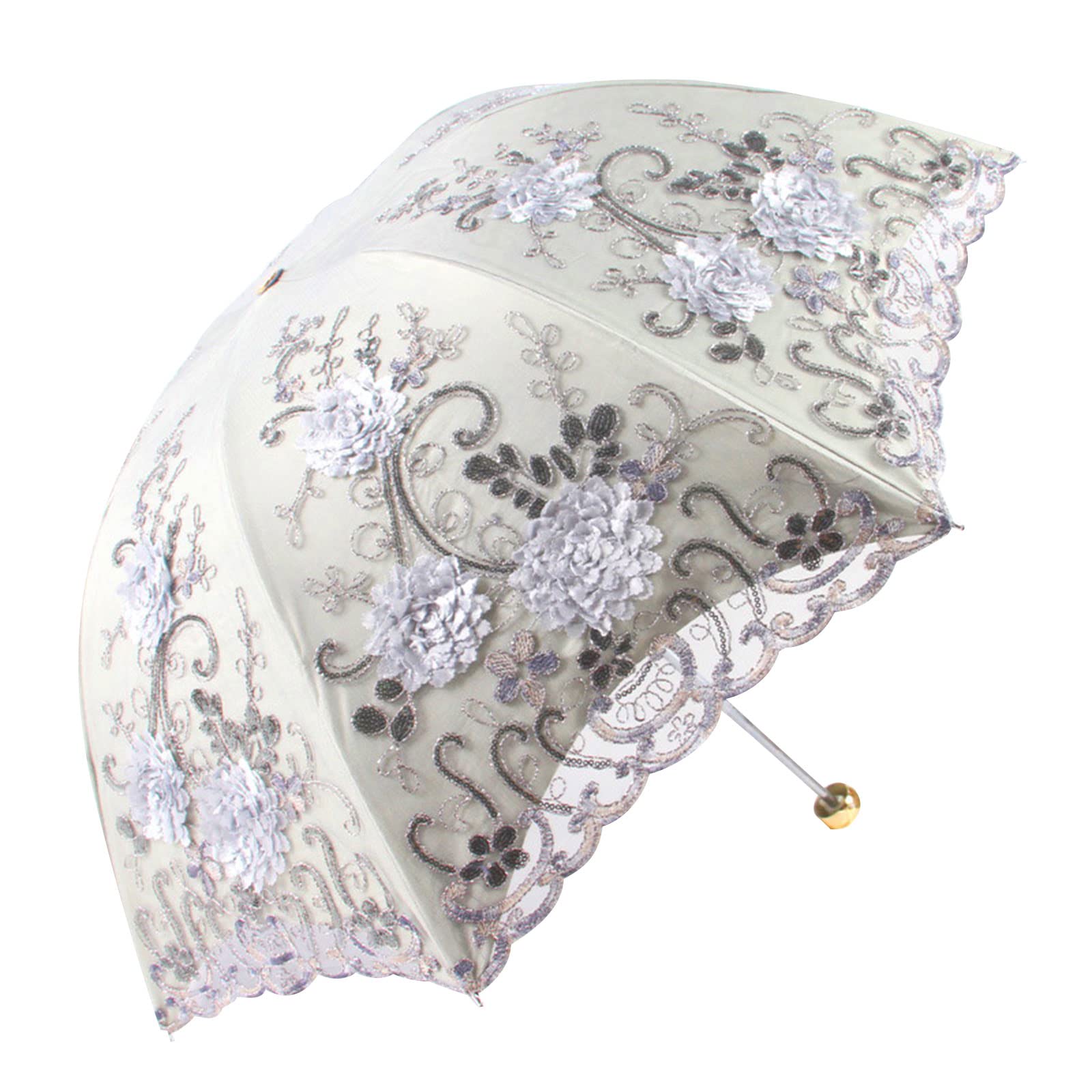 Buxuaaaa Multifunctional Wedding Bridal Lace Umbrella Elegant Parasol and Versatile Decorative Prop for Wedding and Travel Folding Lace Umbrella