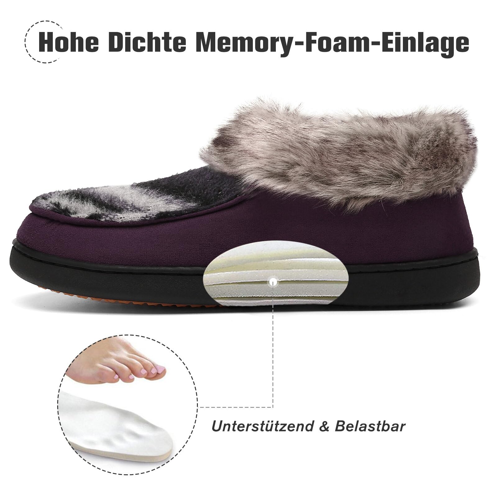 Mishansha Ciabatte Donna Invernali Peluche Pantofole Schiuma di Memoria Gr.36-43