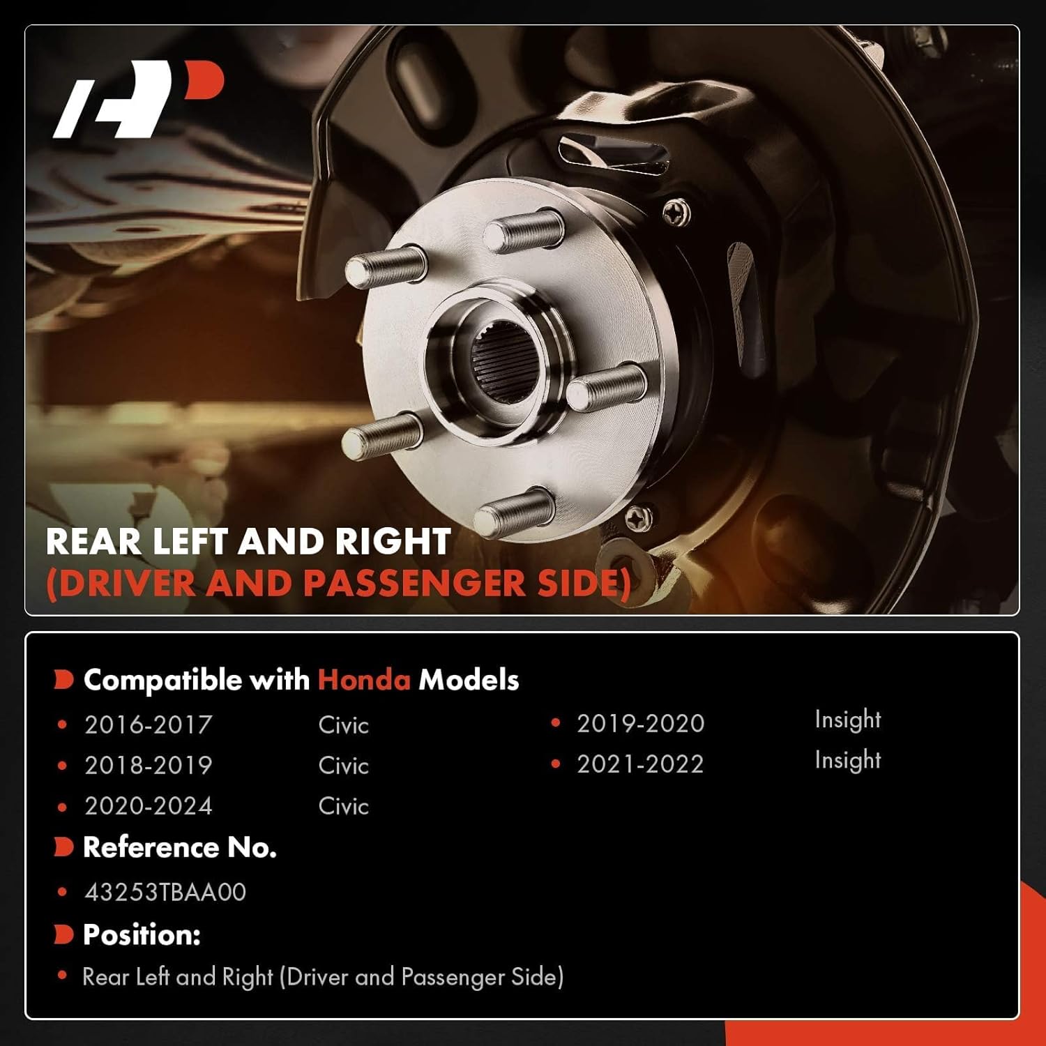 A-Premium Rear Driver and Passenger Side Brake Dust Shield Compatible with Honda Models - Civic 2016-2024, Insight 2019-2022, 2-PC Set