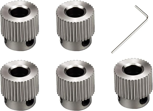 Demason 6 Pcs 3D Printer Extruder Gear 36 Teeth Bore 5mm Stainless Steel Drive Gear for 1.75mm & 3mm 3D Printer Filament