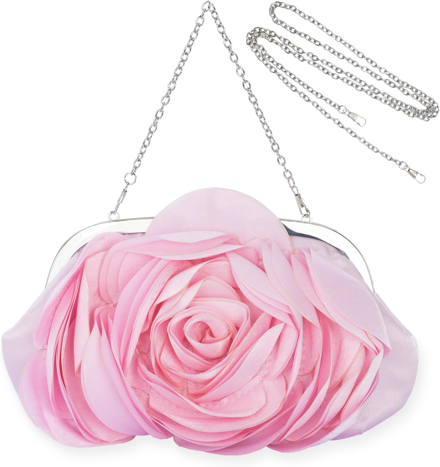 Mini Women Rose Clutch Bags Evening Handbag with Detachable Chain for Wedding Party
