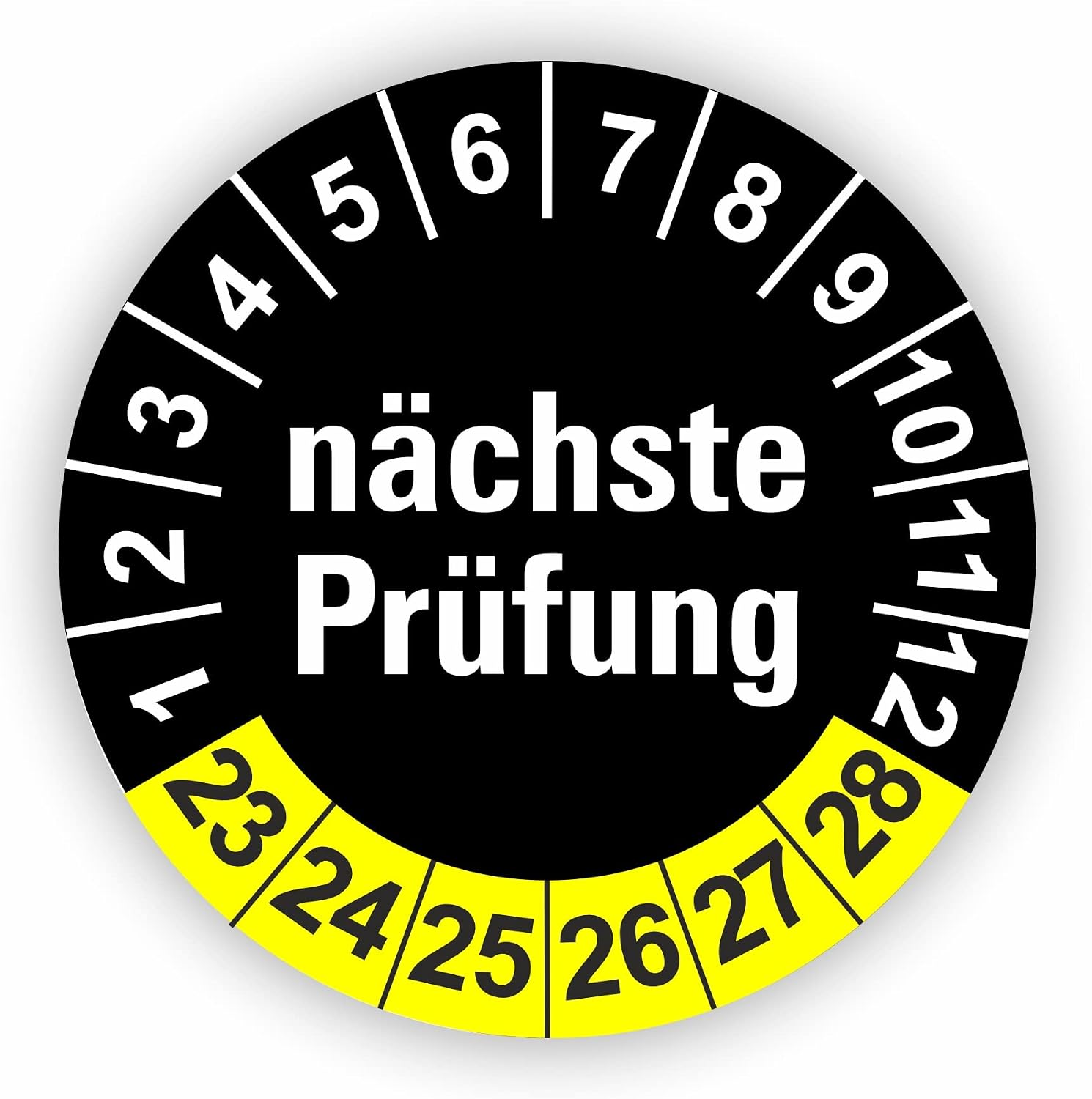 Fassbender-Druck Prüfplaketten – 250 Stück, 40 Mm, Selbstklebend, PVC, ASR A1.7, Für Wartung Und Prüfungen, UV-beständig