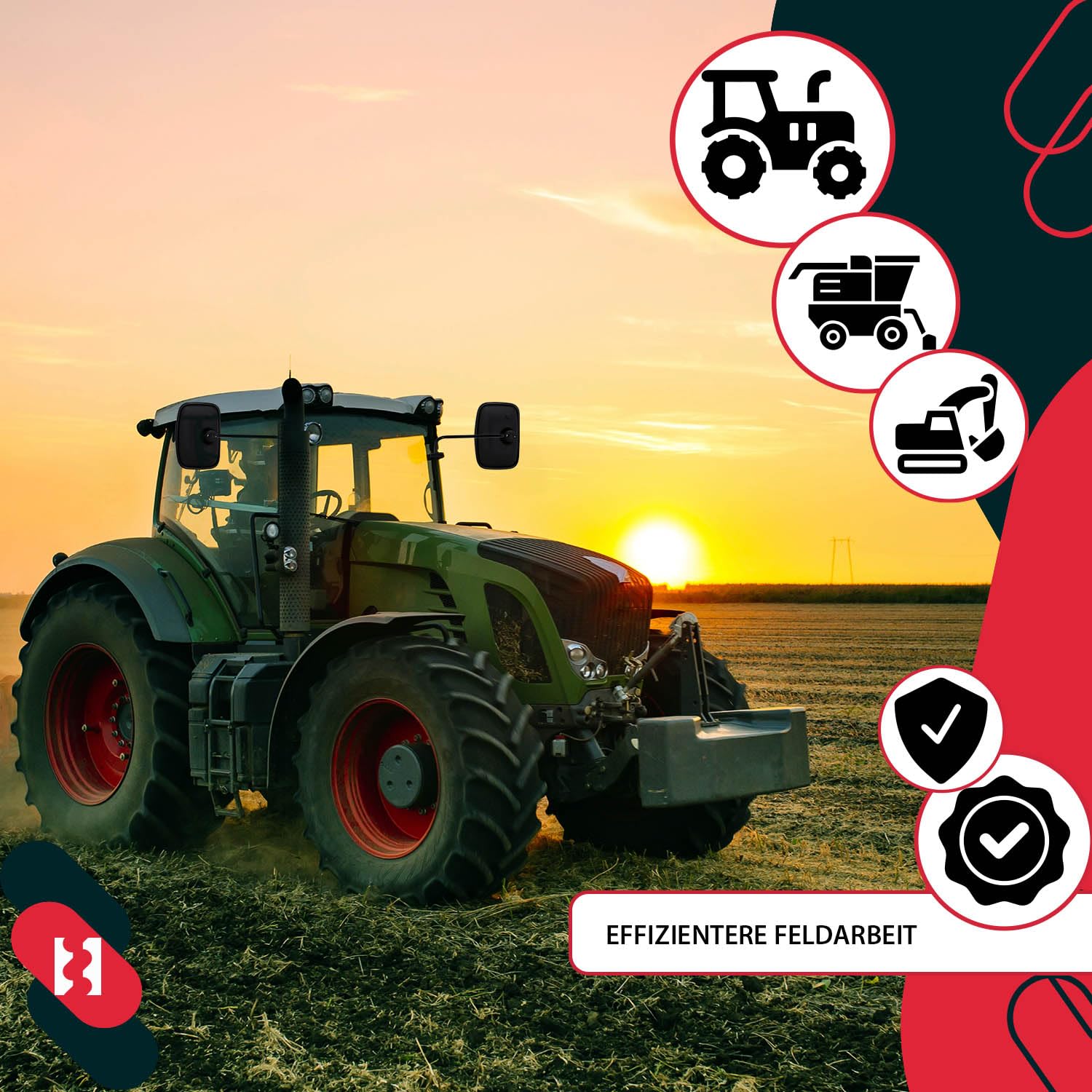 KOTARBAU® 2er Set Panorama-Universalspiegel für Traktor-Spiegel Außenspiegel 265 x 185 mm LKW Traktor Rückspiegel Landmaschinenspiegel mit Verstellknauf Wohnmobil Teleskopspiegel Autospiegel Anhänger