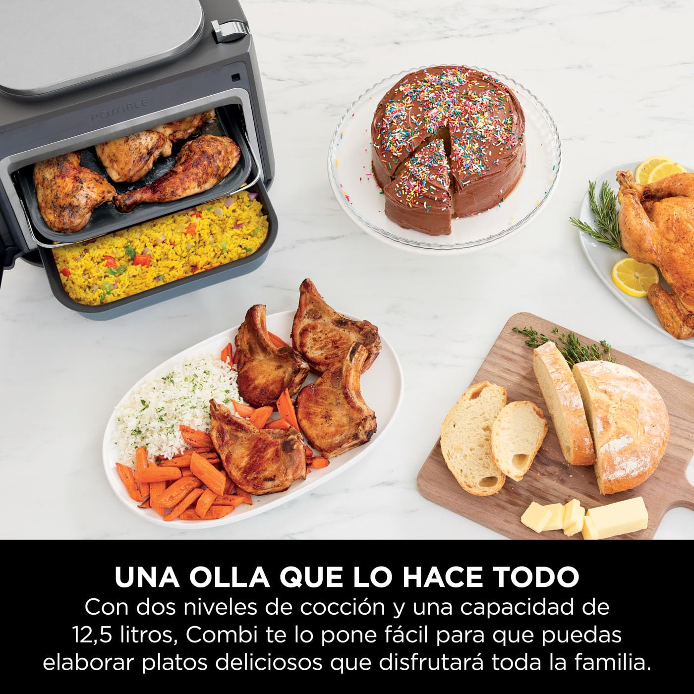 Ninja Combi Olla Eléctrica Multifunción 12 en 1 con Horno y Freidora de Aire - Comidas Familiares en 15 Minutos - Incluye Bandeja para Hornear, Fuente de Horno y Guía de Recetas - Gris, SFP700EU