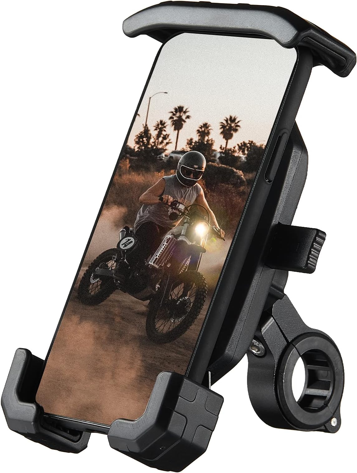ILM Universal Bike Phone Mount for Motorcycle,One Touch Lock Motorcycle Phone Mount Bicycle Cell Phone Holder Handlebar Compatible with iPhone 12/12 Pro and More 4.0''~6.5'' Cellphones