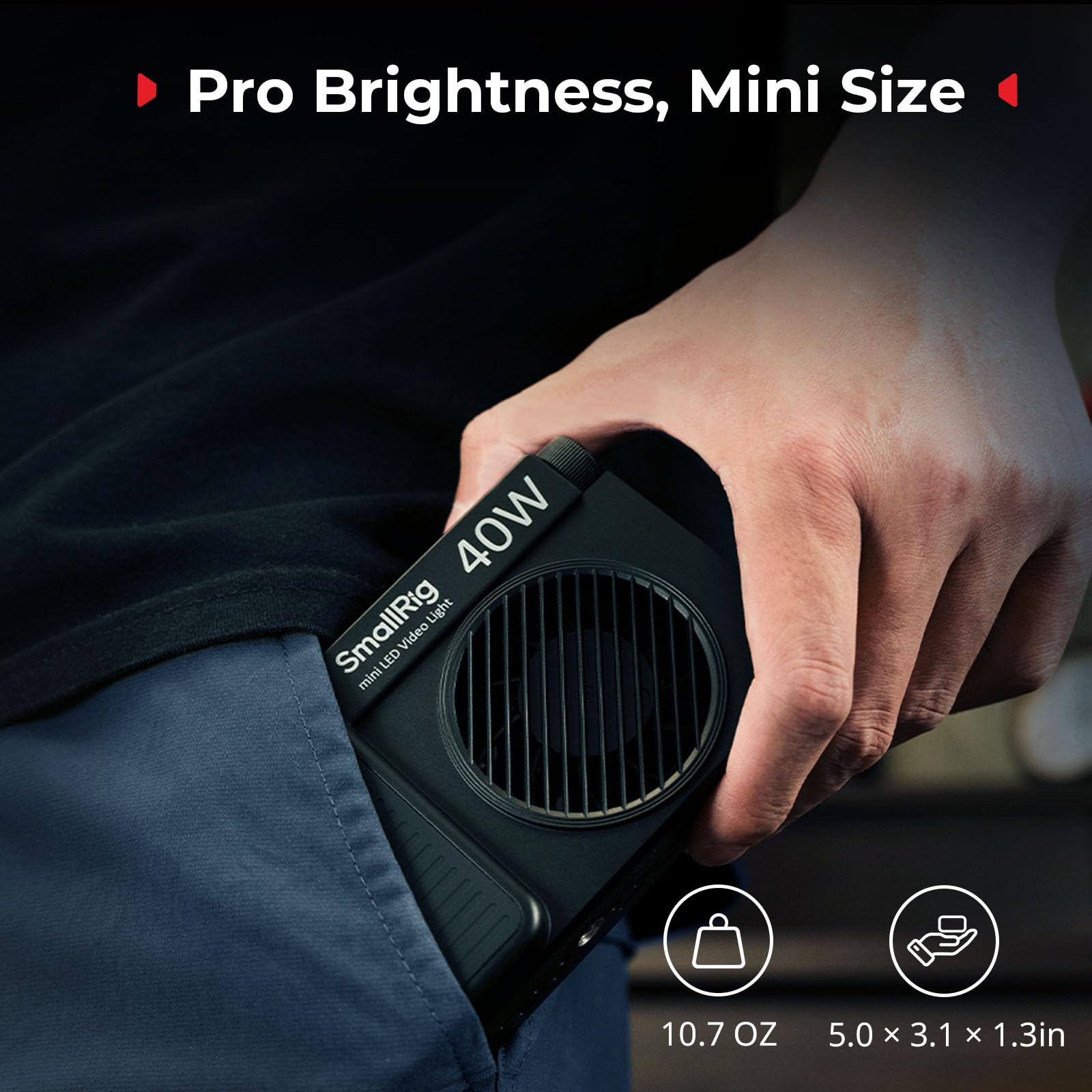 SMALLRIG Luz LED RGB RM 40C - Batería 4800mAh, Pantalla LCD, Portátil para Creatores de Contenido para TikTok/Youtube, 2500K-10000K CRI 96, Montaje Magnético - 5359