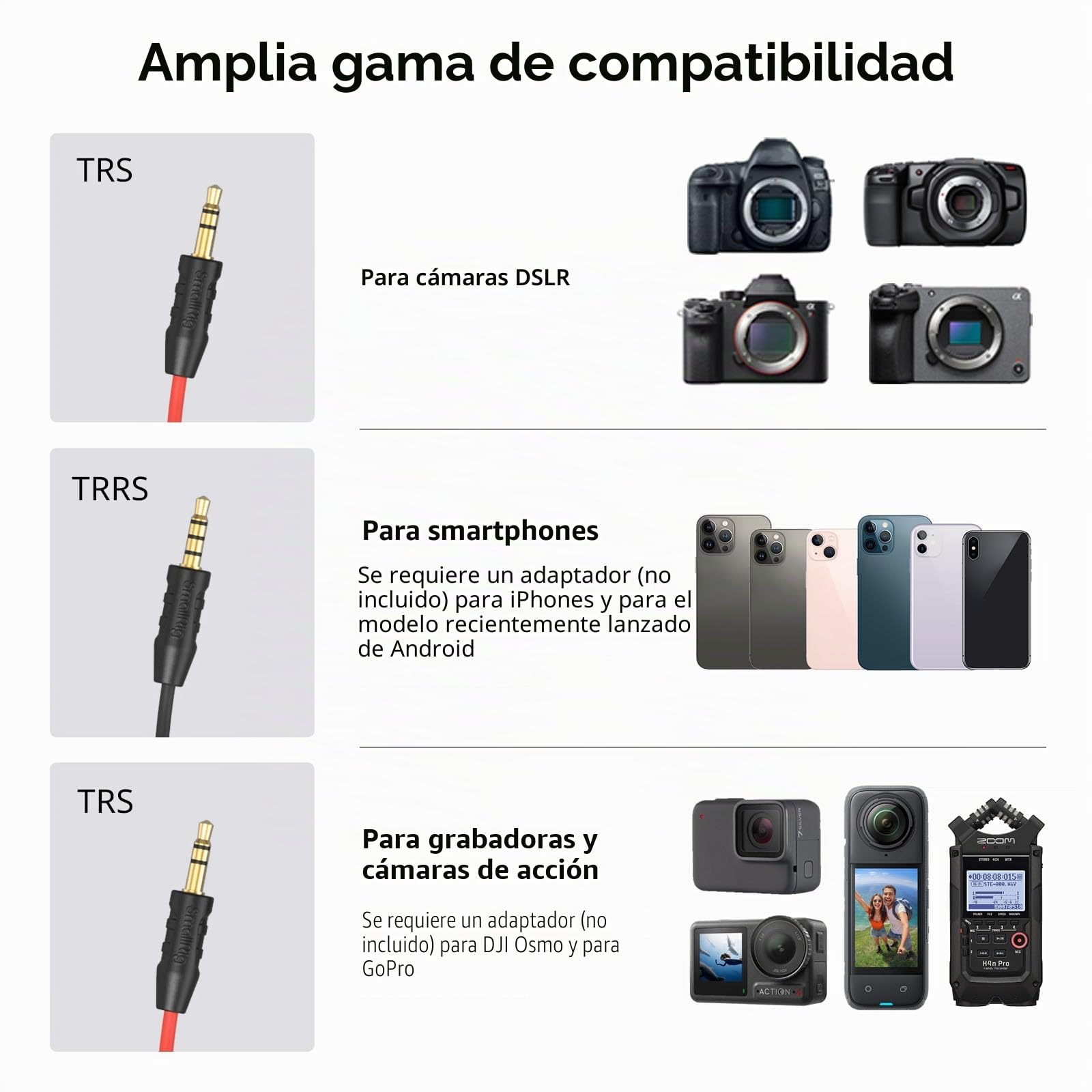SMALLRIG Forevala S20 Micrófono de Escopeta Microphone con Shock Mount, Micrófono Dual con Pantallas Antiviento, para Videocámaras, para iPhone, para Teléfonos Móviles con Android - 3468