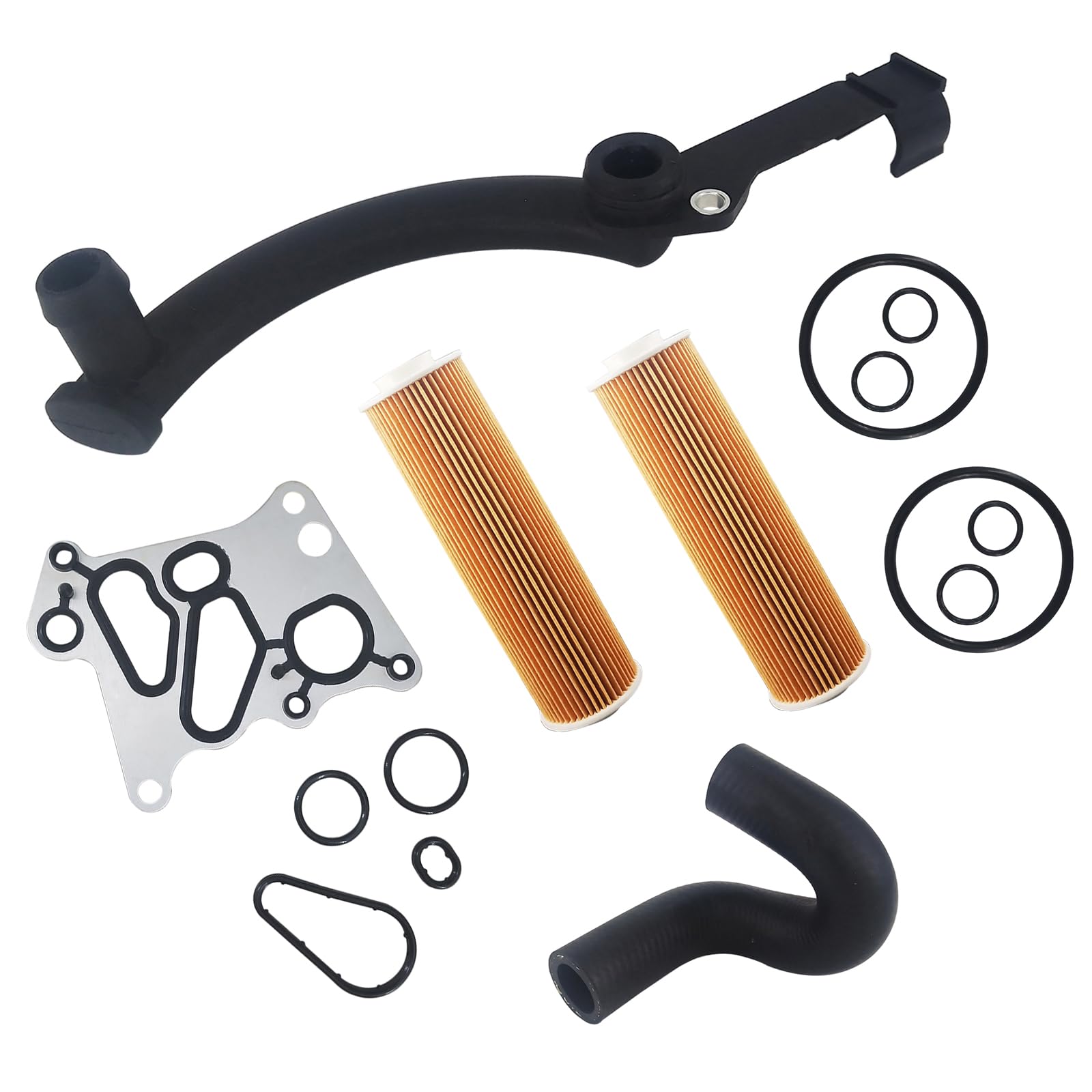 Oil Filter w/O-ring & Oil Cooler Gasket Seal & Oil Cooler Coolant Hose & Coolant Water Hose Pipe Compatible with for C250 SLK250 1.8L 2012-2015