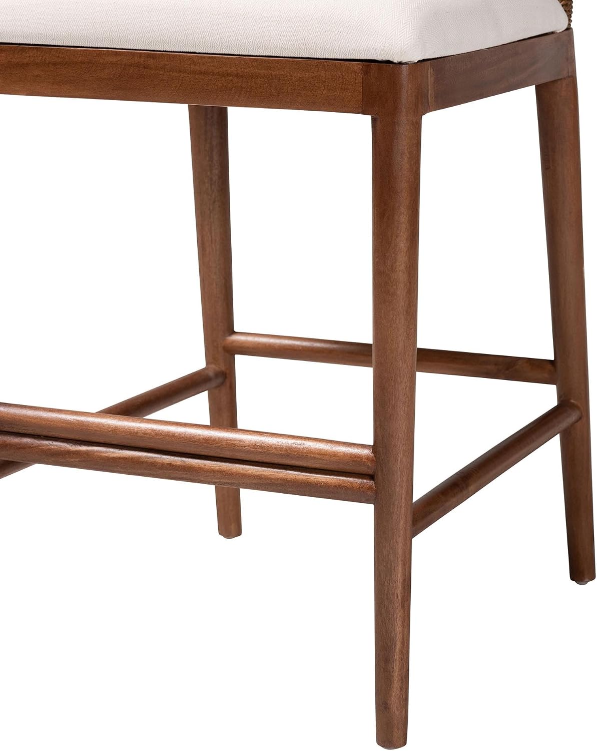 Bali & pari Nadim Modern Bohemian Seagrass and Acacia Wood Counter Stool