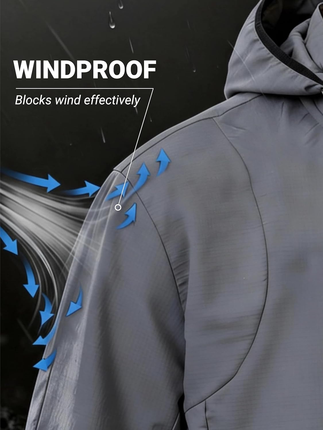 Simbora Jackets for Men,Lightweight Water Resistant Windbreaker,Zip Rain Jacket Hidden Hood Breathable Running Softshell