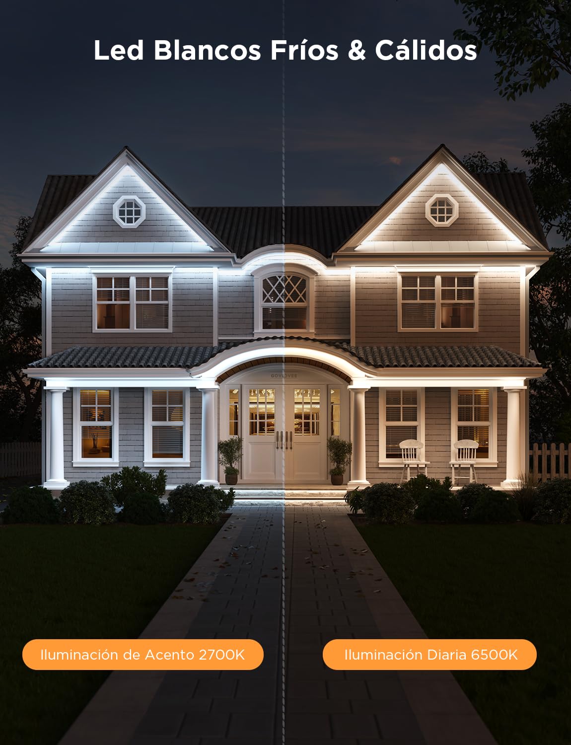 Govee Tira de LED para Exterior 10m, IP65 Impermeable, Funciona con Alexa y APP, RGBIC, Sync de Música, para Jardín de Balcón de Techo al Aire Libre
