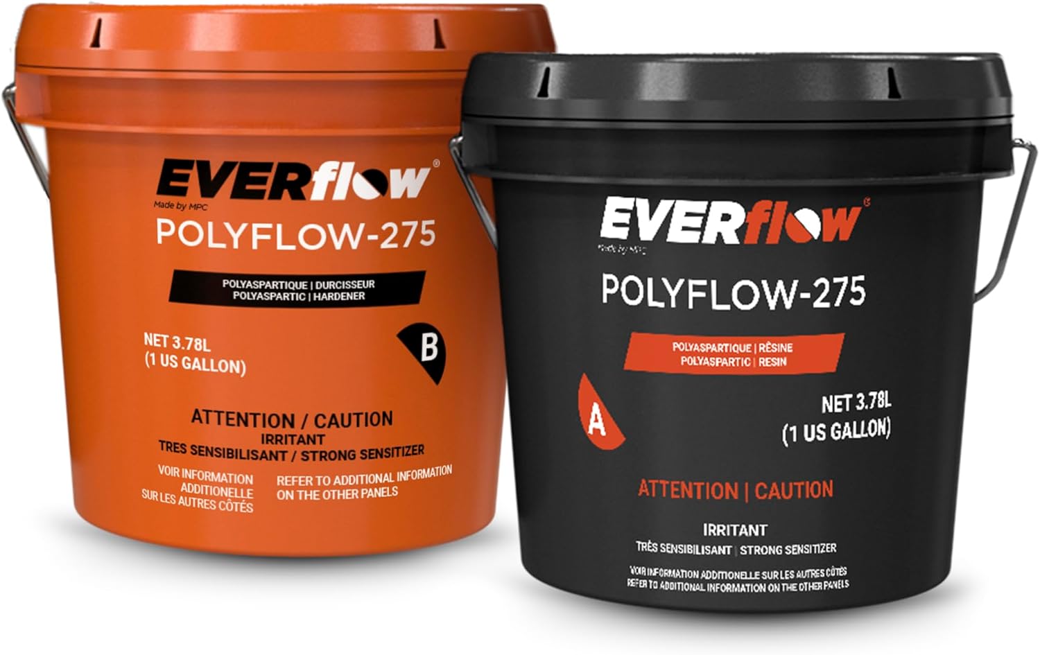 Everflow Made by MPC Polyaspartic Floor Coating Kit – 2 Gallon Clear Gloss Polyurea Garage Floor Coating – Thin, Fast-Cure Polyaspartic Top Coat for Concrete, Vinyl Flake, and Countertop Applications