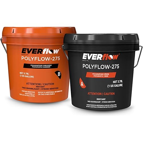 Everflow Made by MPC Polyaspartic Floor Coating Kit – 2 Gallon Clear Gloss Polyurea Garage Floor Coating – Thin, Fast-Cure Polyaspartic Top Coat for Concrete, Vinyl Flake, and Countertop Applications