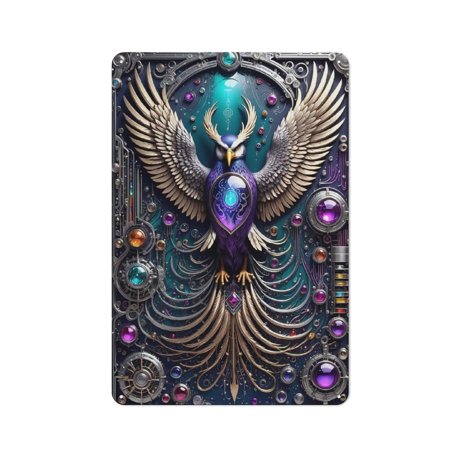 Junmoney Style-5 Retro Ethereal Owl Technology Metal Gift Sign 30X20cm, Home Wall Decor For Flat, Dorm Room, Lounge Or Cafe