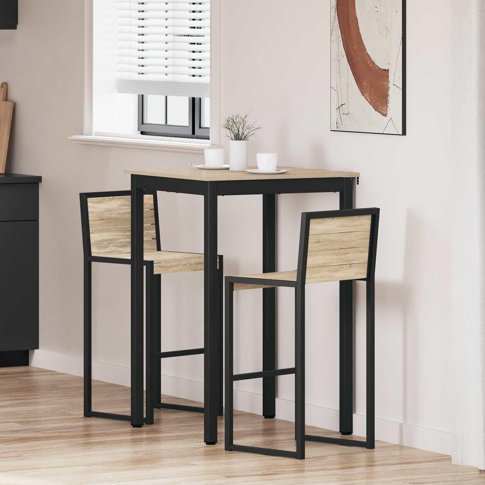 Tomostar Table de Bar Carrée, Table de Bistrot Haute Table de Cuisine 70x70x105 cm Bois d'ingénierie