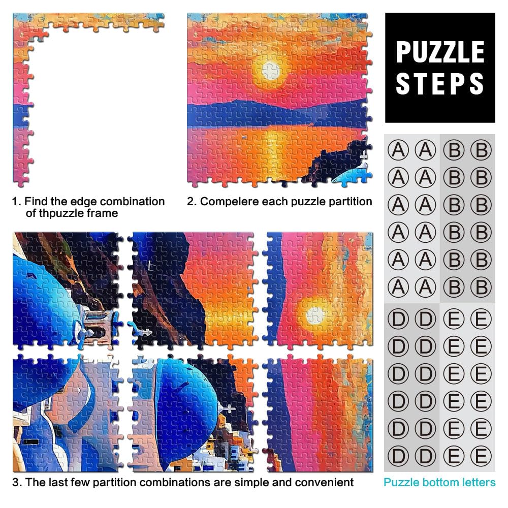 Tramonto su Santorini Puzzle da 2000 pezzi per adulti Aiuta il cervello ad allenare i giocattoli che creano dipendenza per coltivare la pazienza gioco di sfida unico 70x100cm