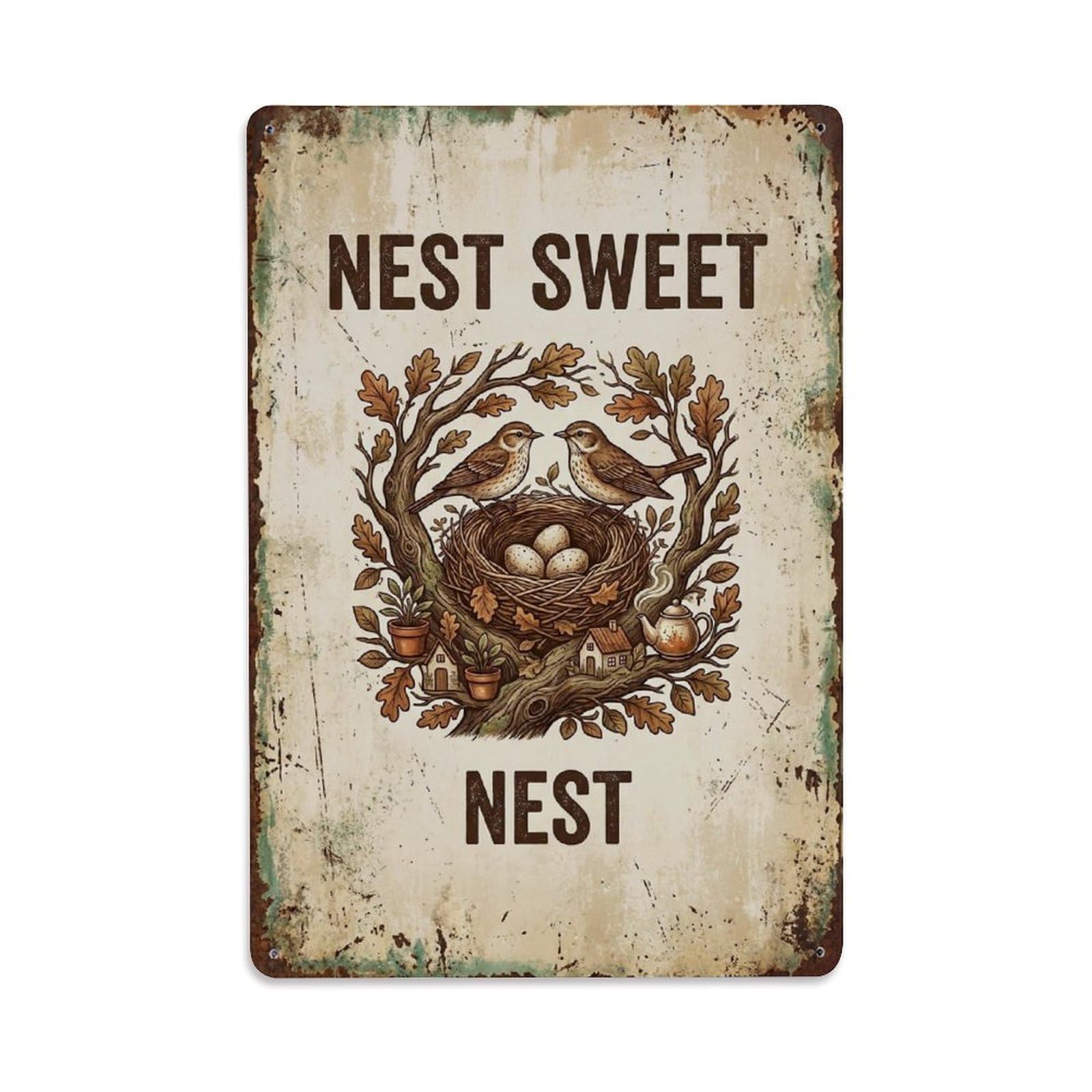 Okngb Style Quirky Bird Wildlife Saying Vintage Outdoor Heritage Metal Tin Sign Plaque Wall Decor For Cafe, Man Cave, Club Bar, Office, Home Garden Round Metal Poster 8X12inch